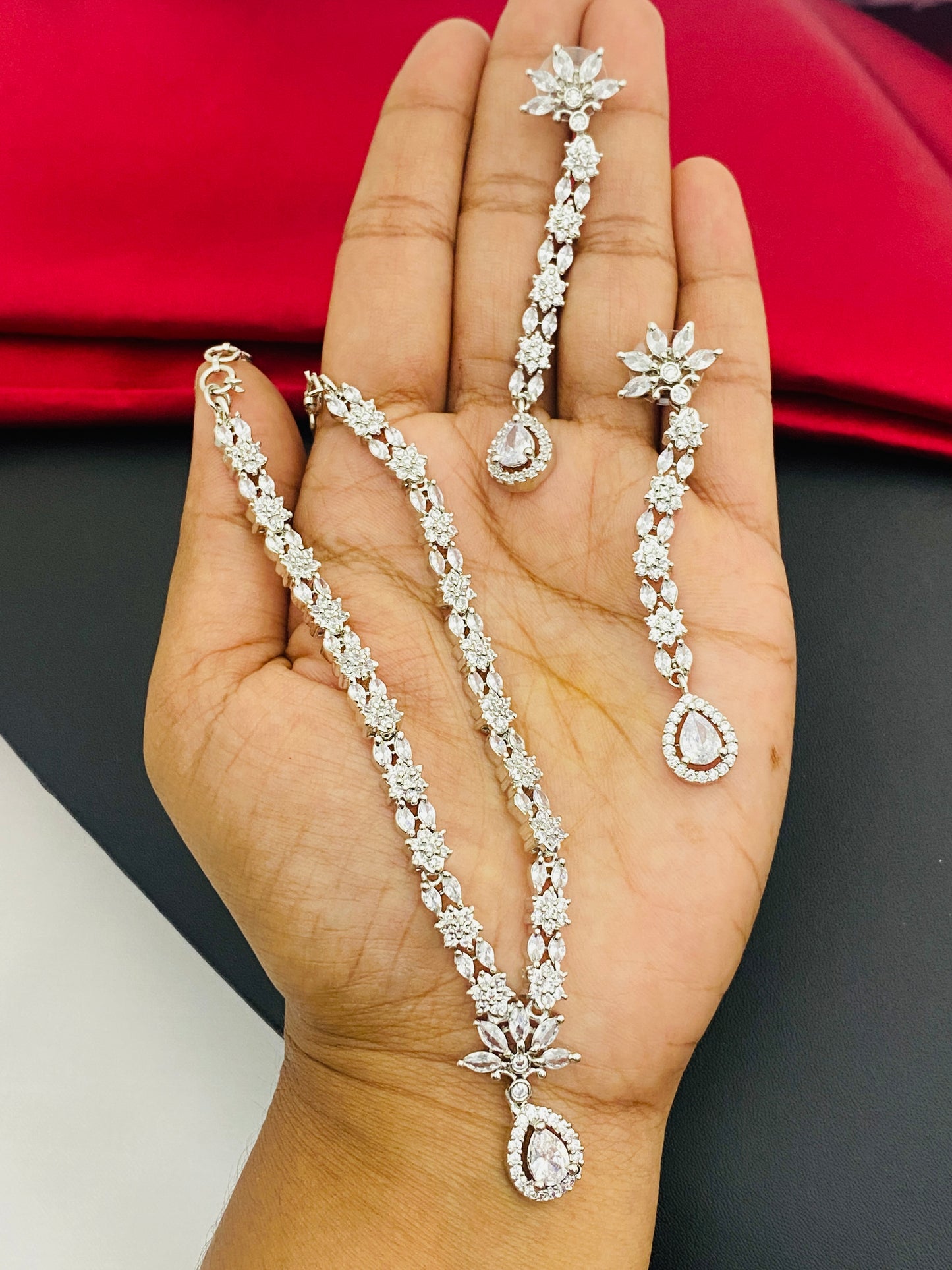 Long Dangle Earrings With White Stones In Tempe