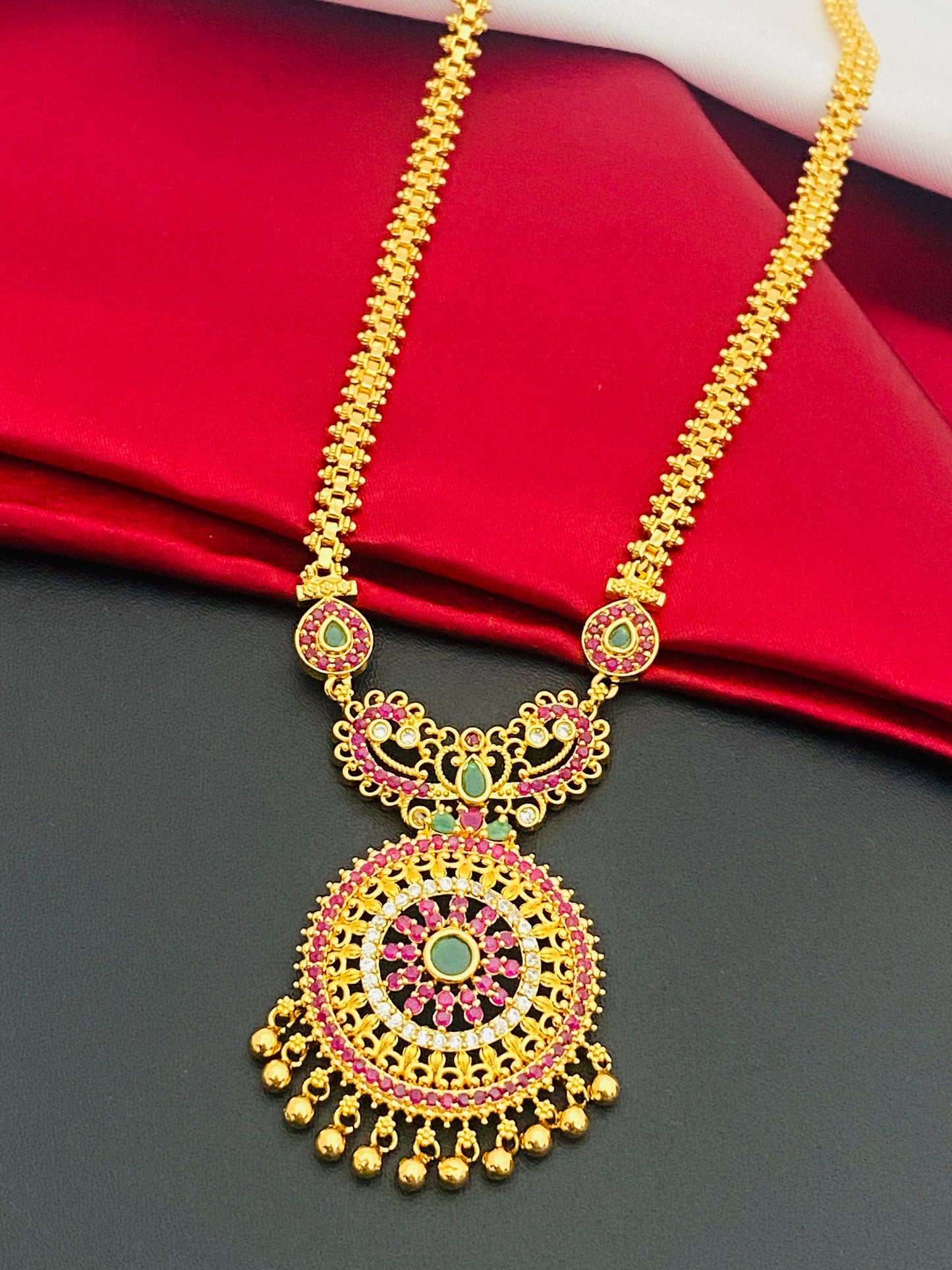 Multi Color Stoned Long Chain With Tear Drops In USA