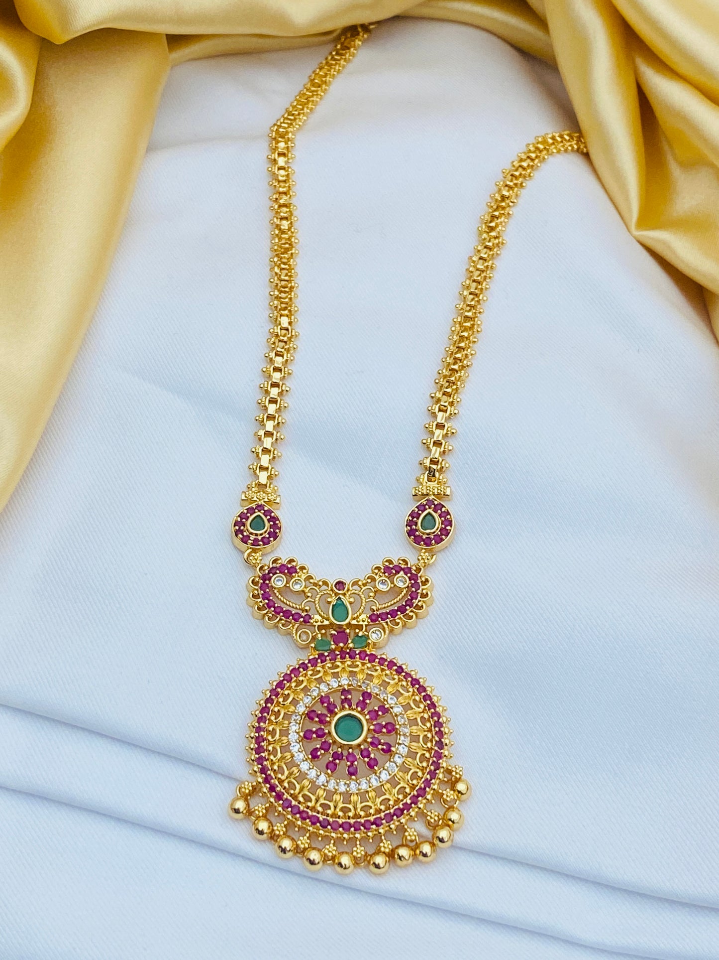 Multi Color Stoned Long Chain With Tear Drops In Chandler