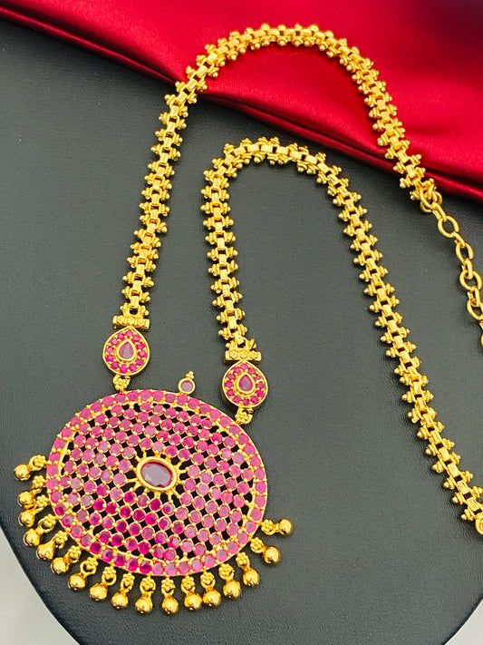 Gorgeous Gold Plated Traditional Long Chain With Pendant
