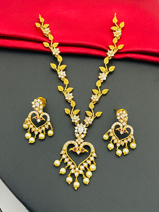 Elegant Premium Quality Gold Plated Necklace With Earrings Sets