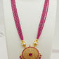 Beautiful Ruby Stoned Designer Necklace With Pearl Beaded Pendant