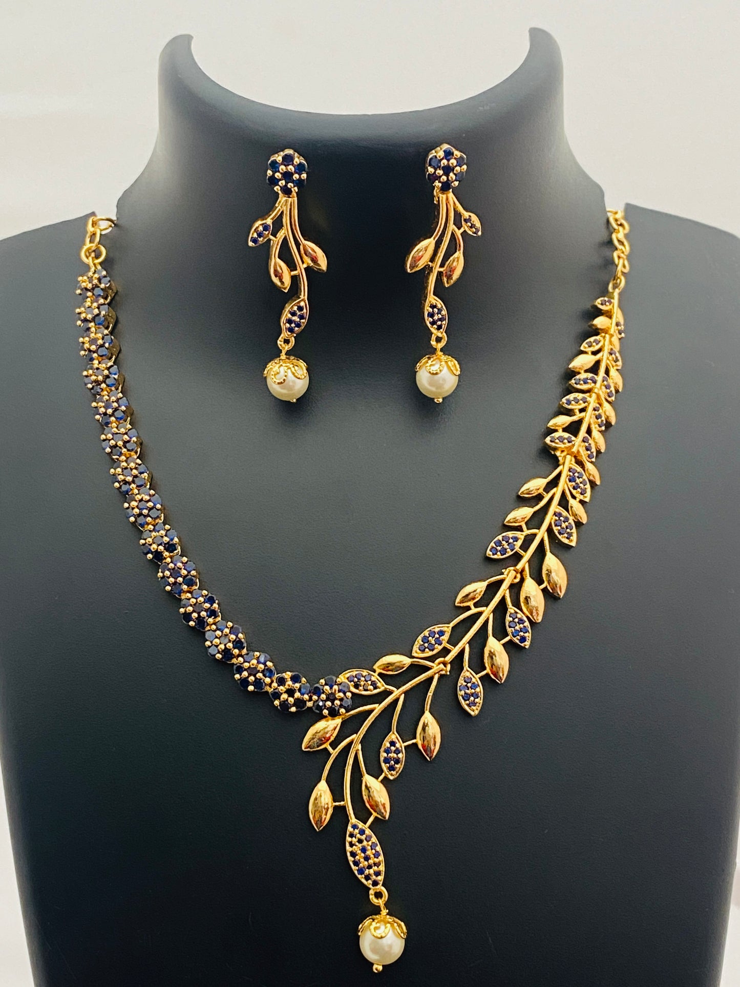 Gold Plated AD Stoned Necklace With Earring Sets In Suncity