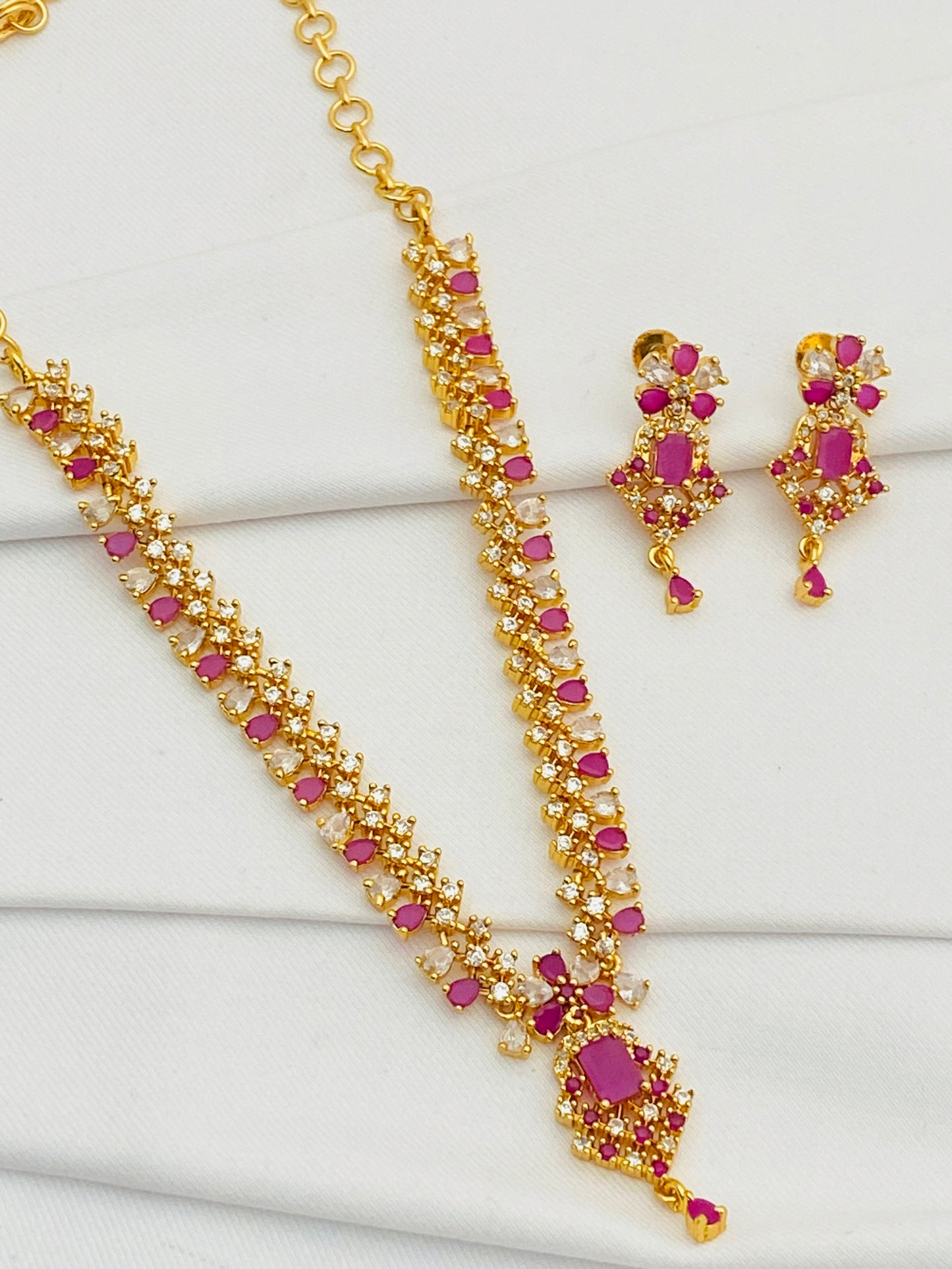 Attractive Ruby Color Gold Plated AD Stoned Near Me