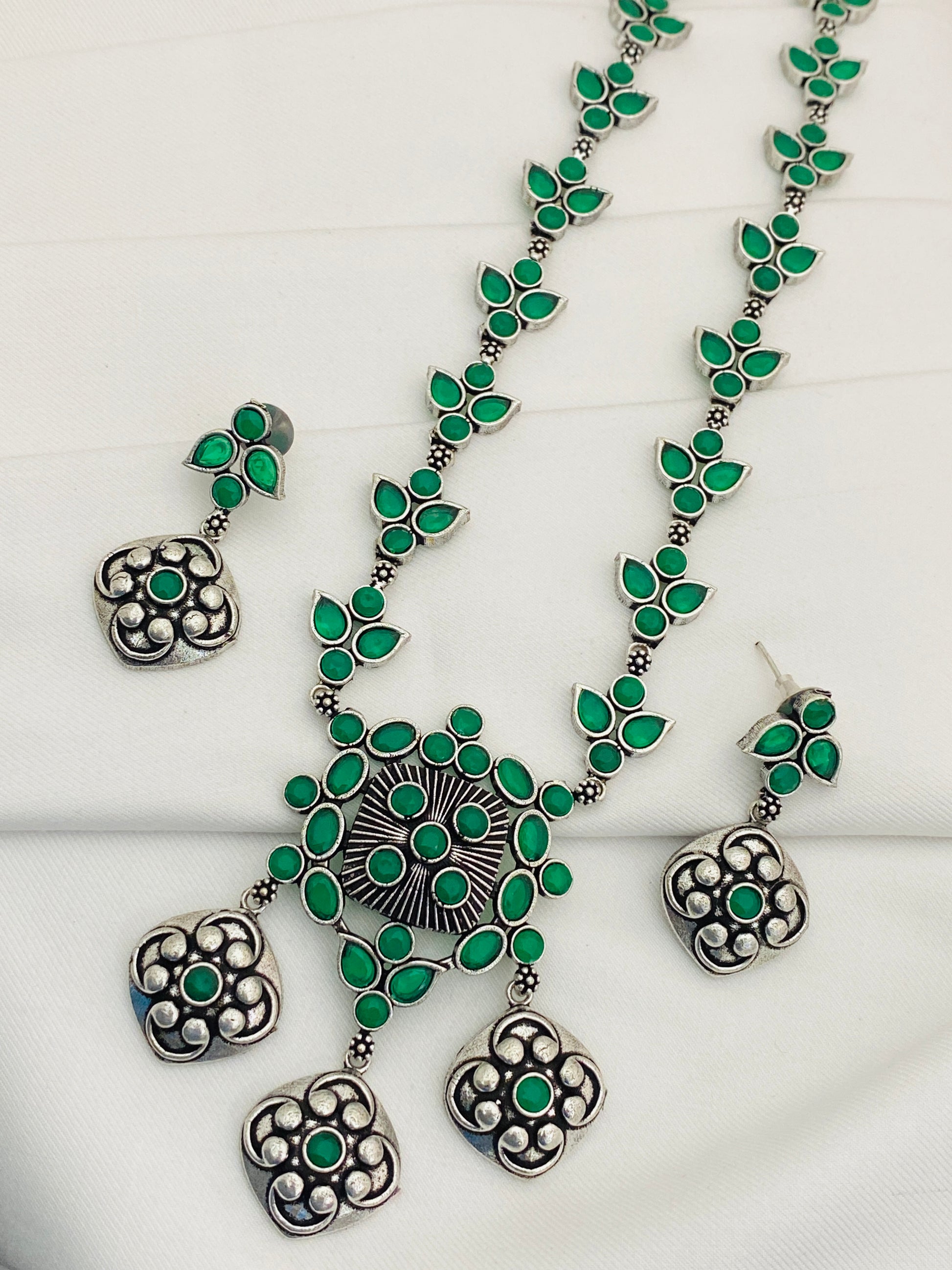 Designer Oxidized Necklace Set With Matching Earrings Near Me