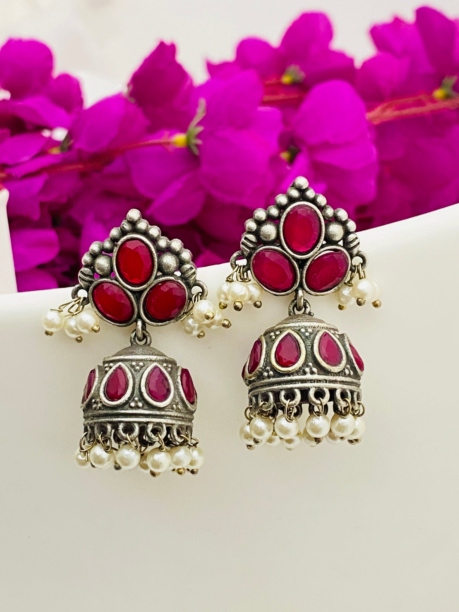 Silver Oxidized Jhumkas For Women In Chandler