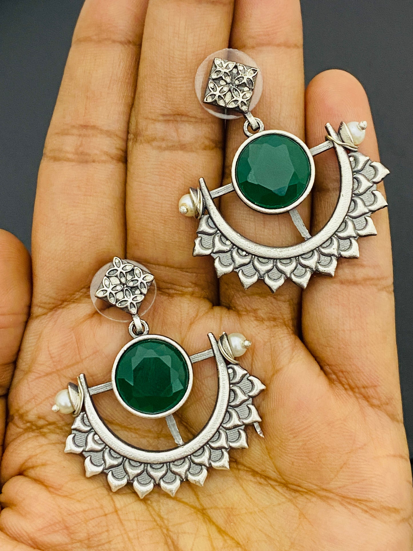 Chaandbali Style Oxidized Earrings In USA