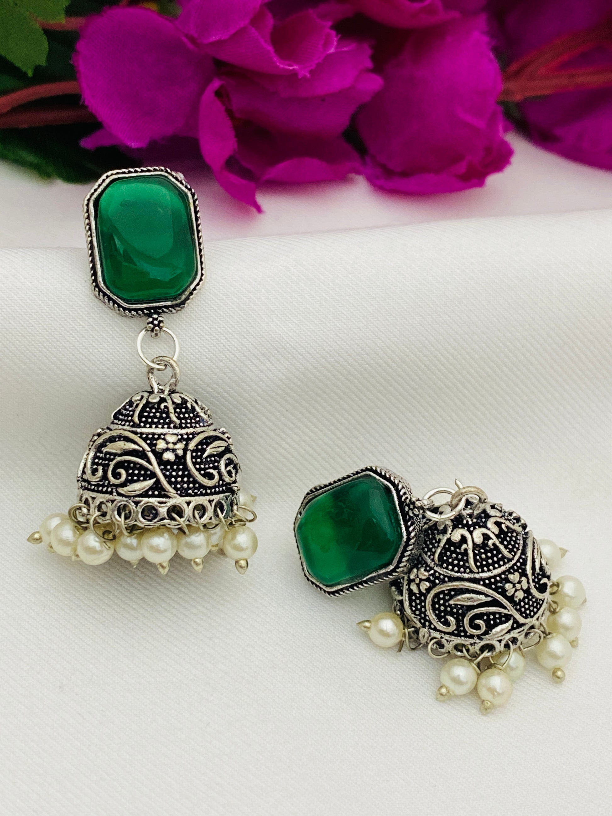 Stoned Oxidized Earrings For Women In Chandler