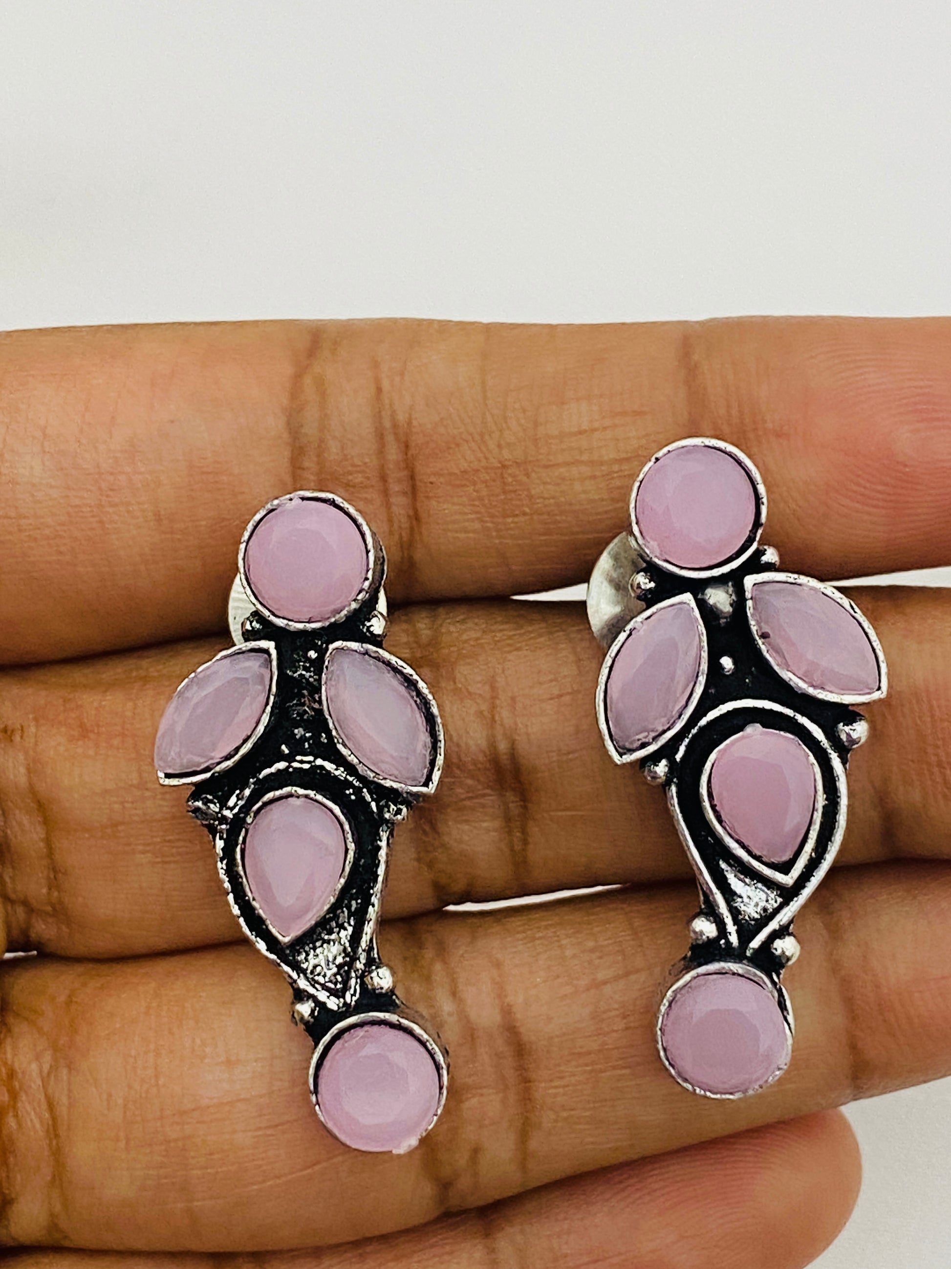 Attractive Purple Stone Designer Oxidized Earrings For Women Near Me