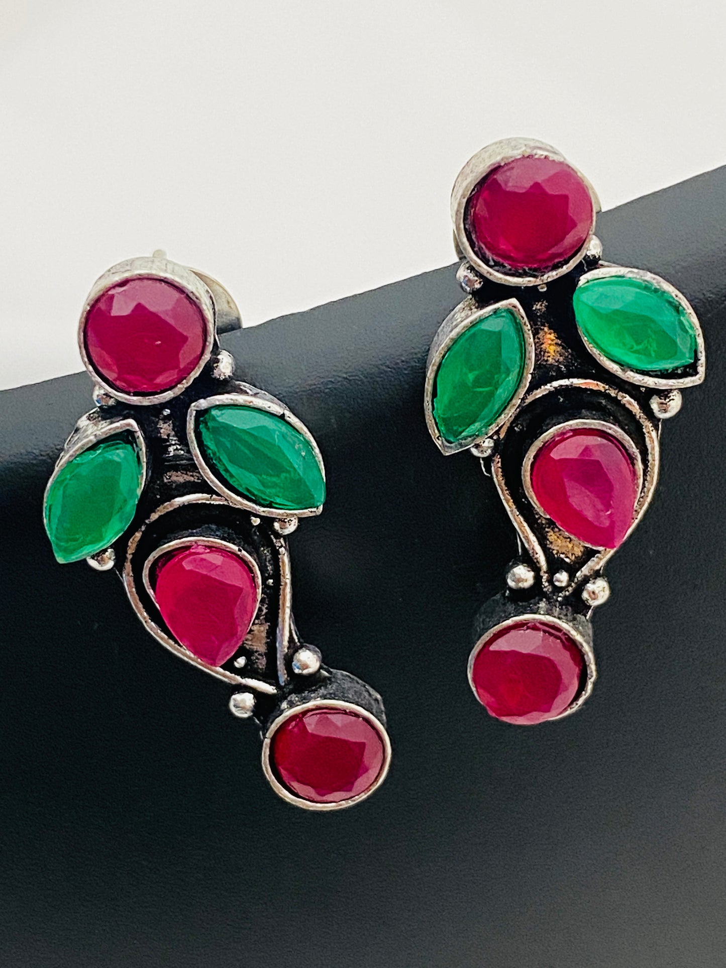 Dazzling Red And Green Color Designer Oxidized Earrings For women In USA