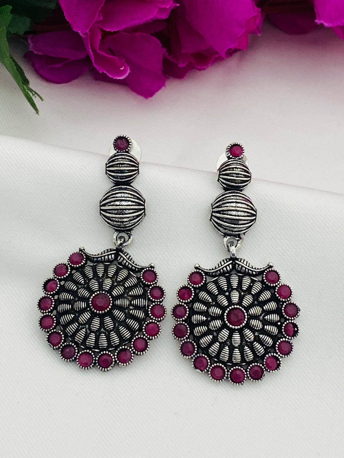 Designer Oxidized Long Earrings in USA