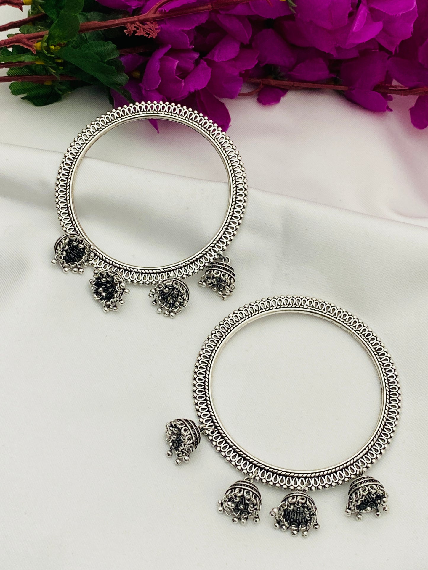 New Stylish Oxidized Women's Bangles With Jhumkas