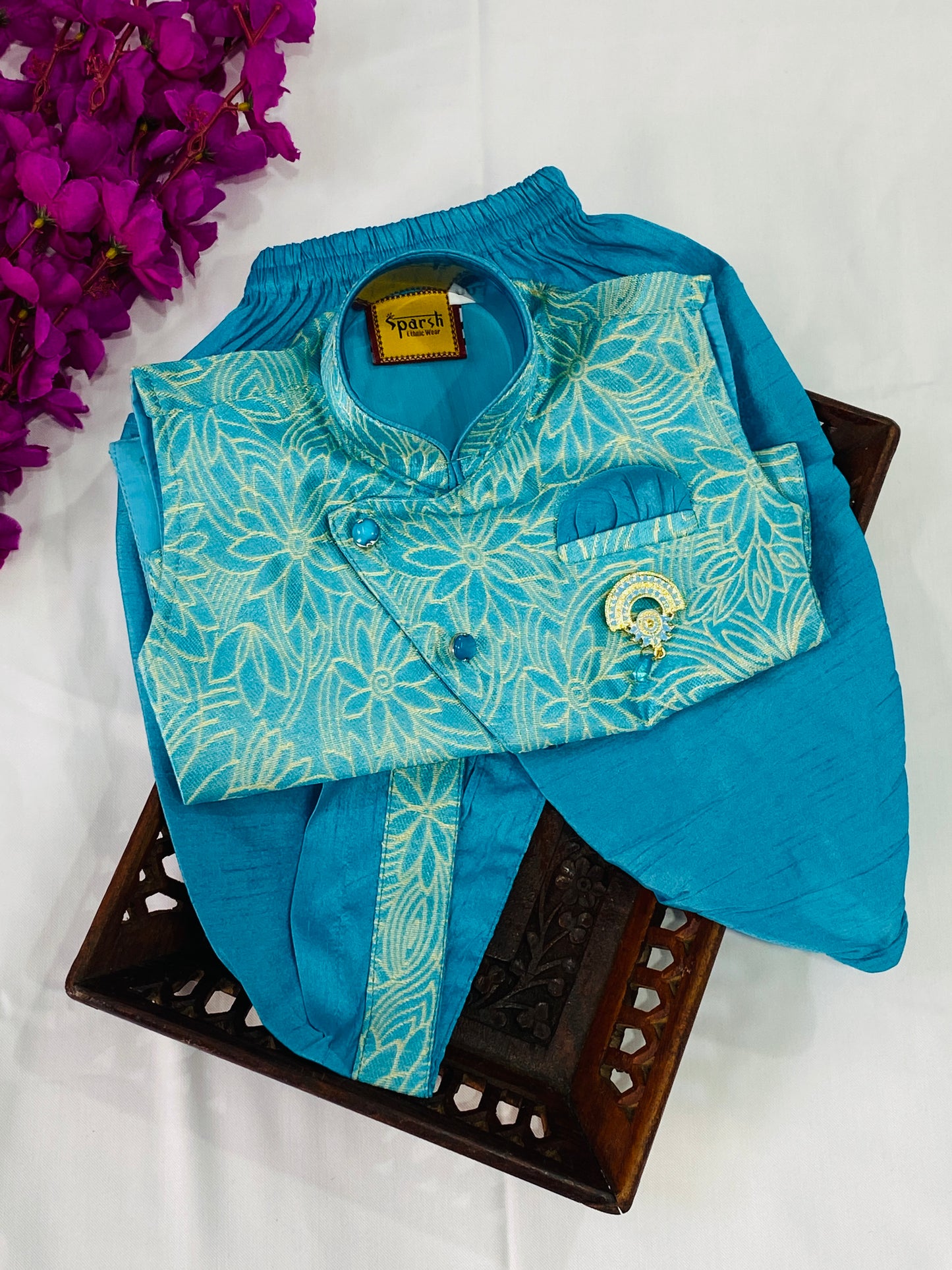 Sky Blue Color Designer Kids Kurta Set Near Me