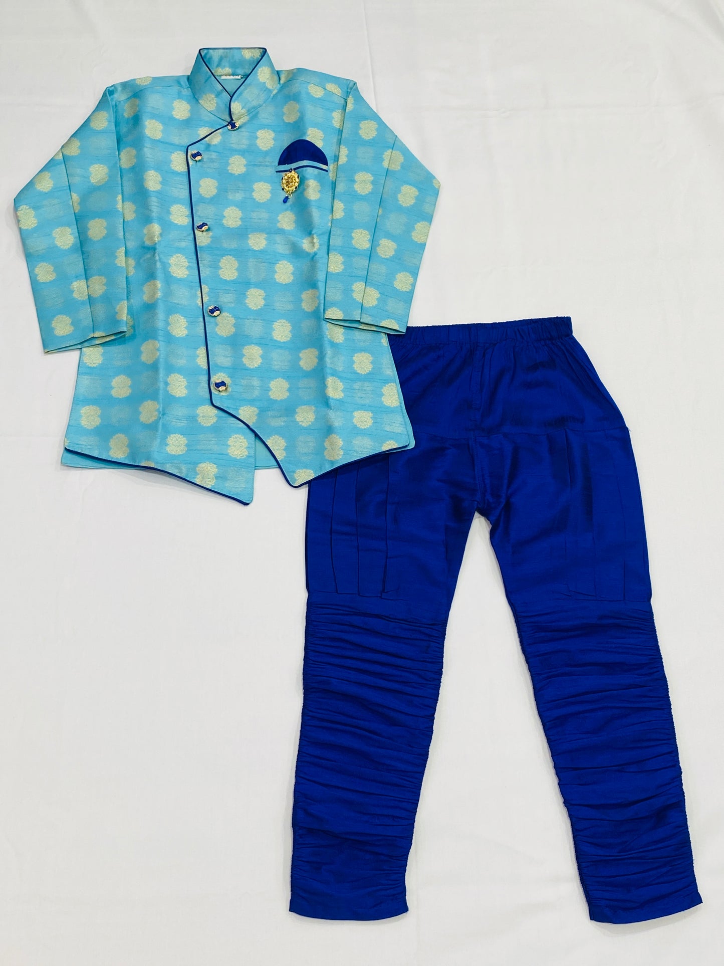 Sky Blue Color Designer Silk Kurta With Pajama Pant Near me