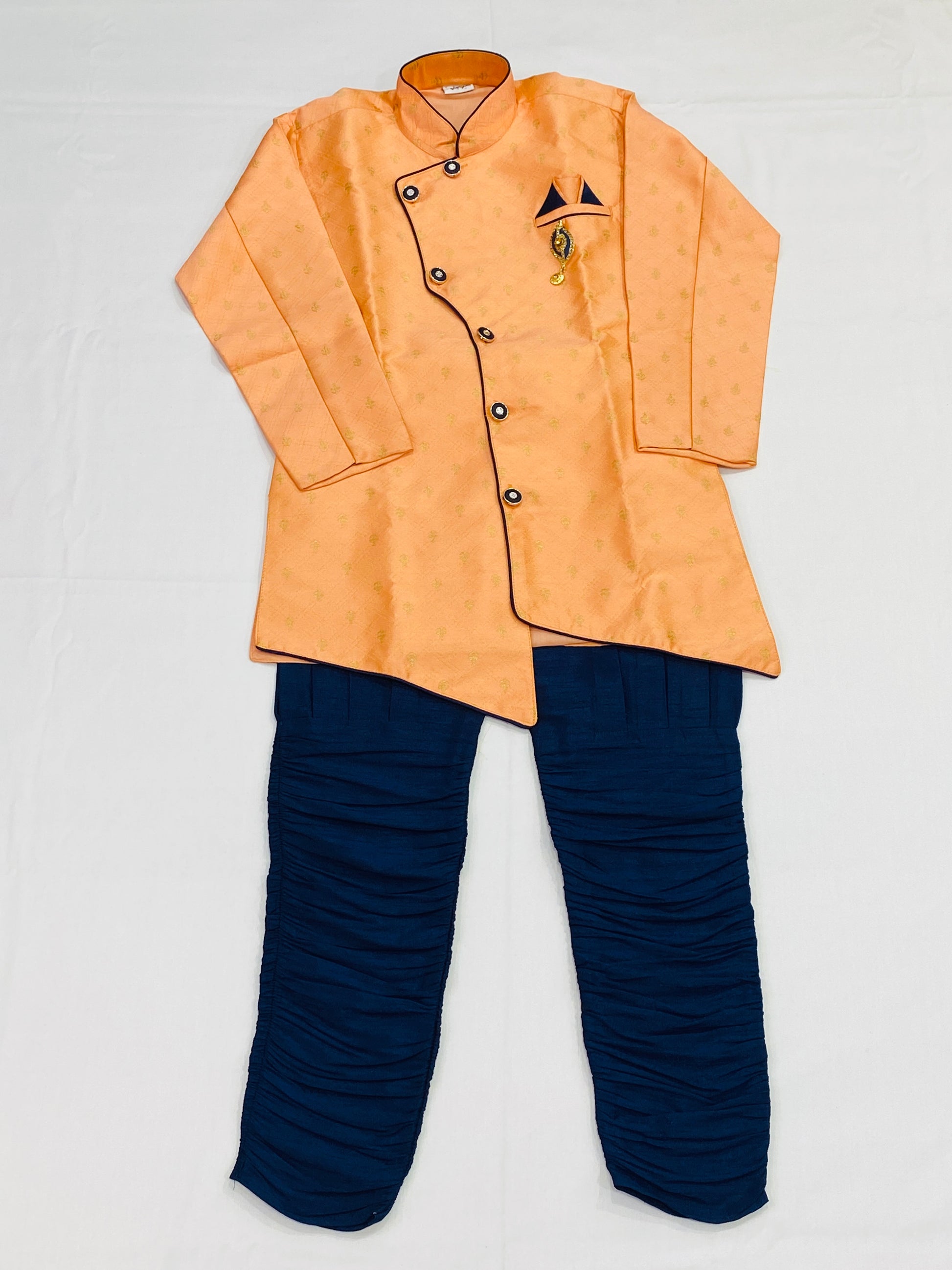Fabulous Orange Color Designer Silk Kurta With Pajama Pant