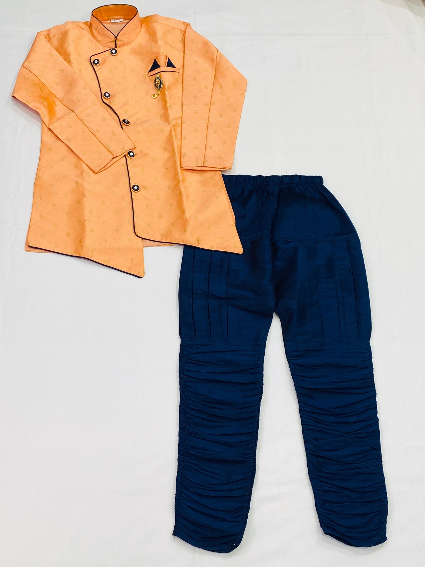 Orange Color Designer Silk Kurta With Pajama Pant Near Me