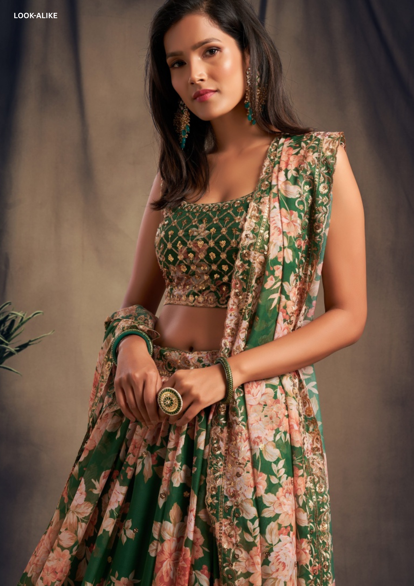 Alluring Green Color Golden Zari And Sequins Work Lehenga Near Me