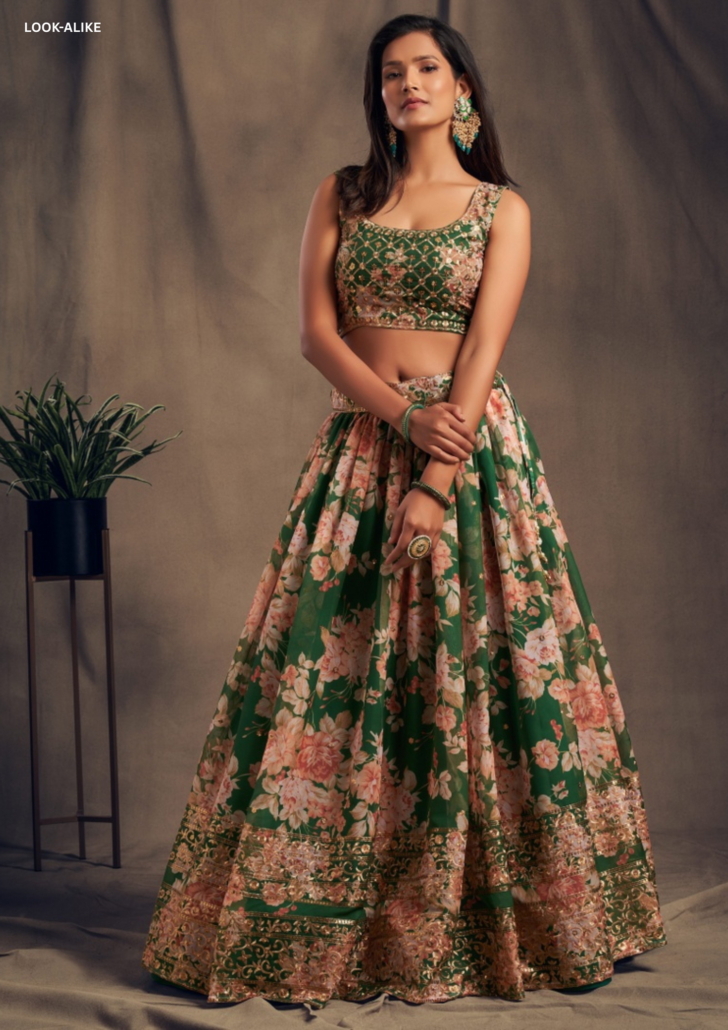 Green Color Sequins Work Lehenga In Mesa