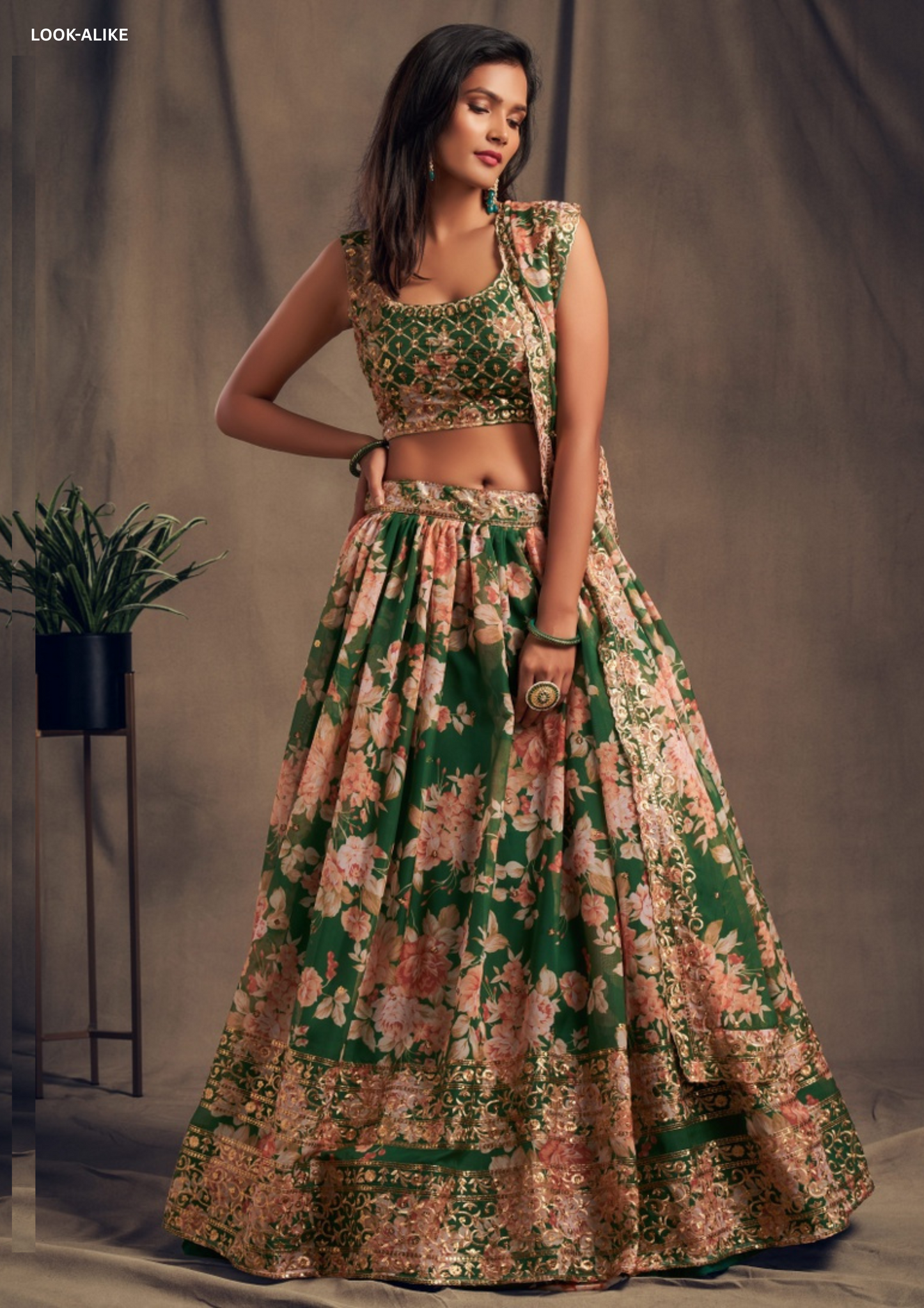 Green Color Sequins Work Lehenga In Tempe