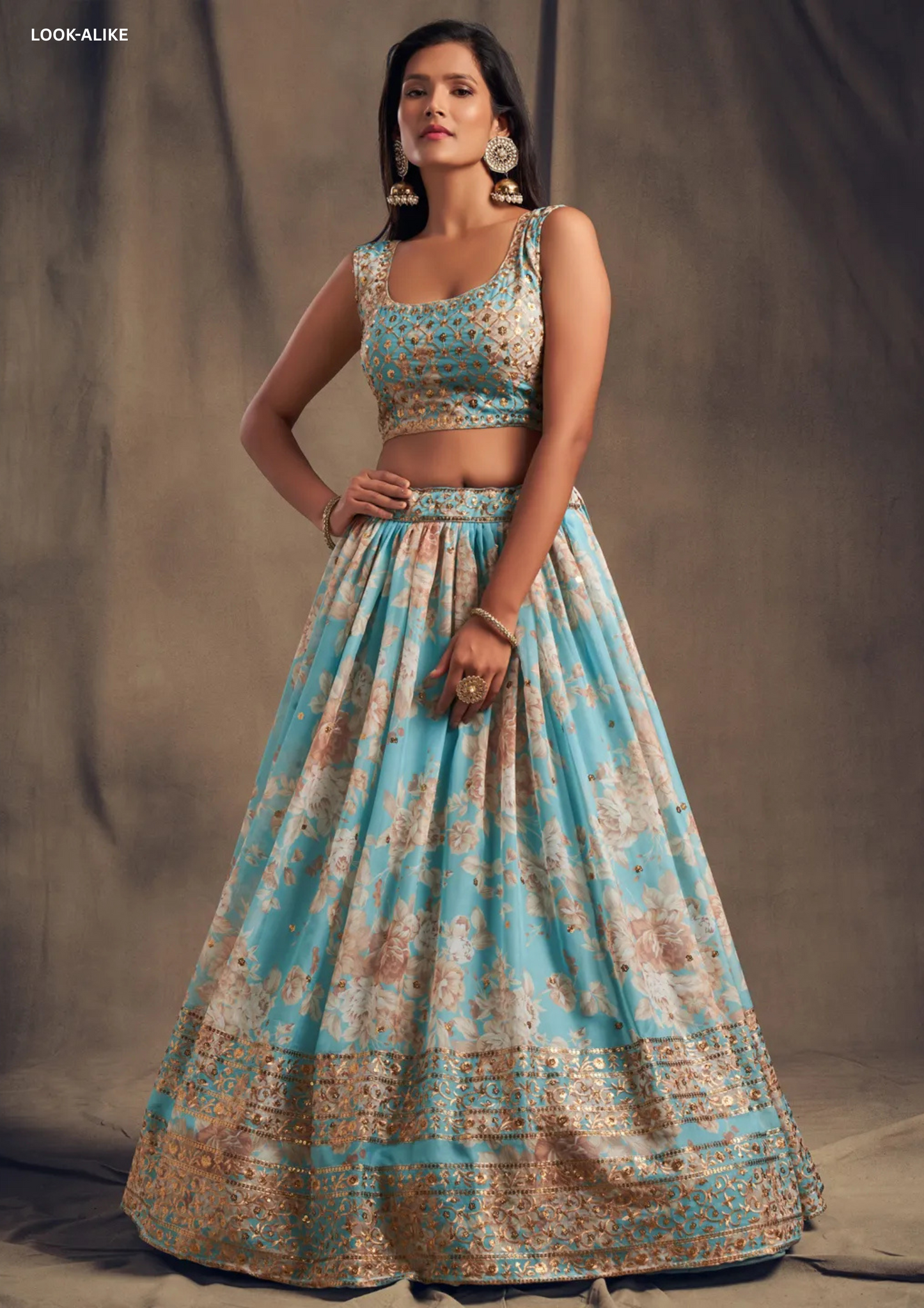 Light Blue Color Sequins Work Lehenga In Yuma
