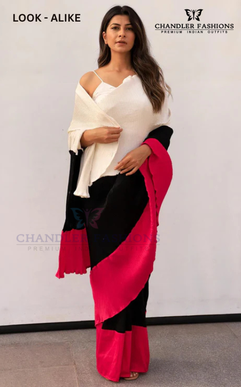 Women's Italian Crush Style Silk Saree With Multicolor