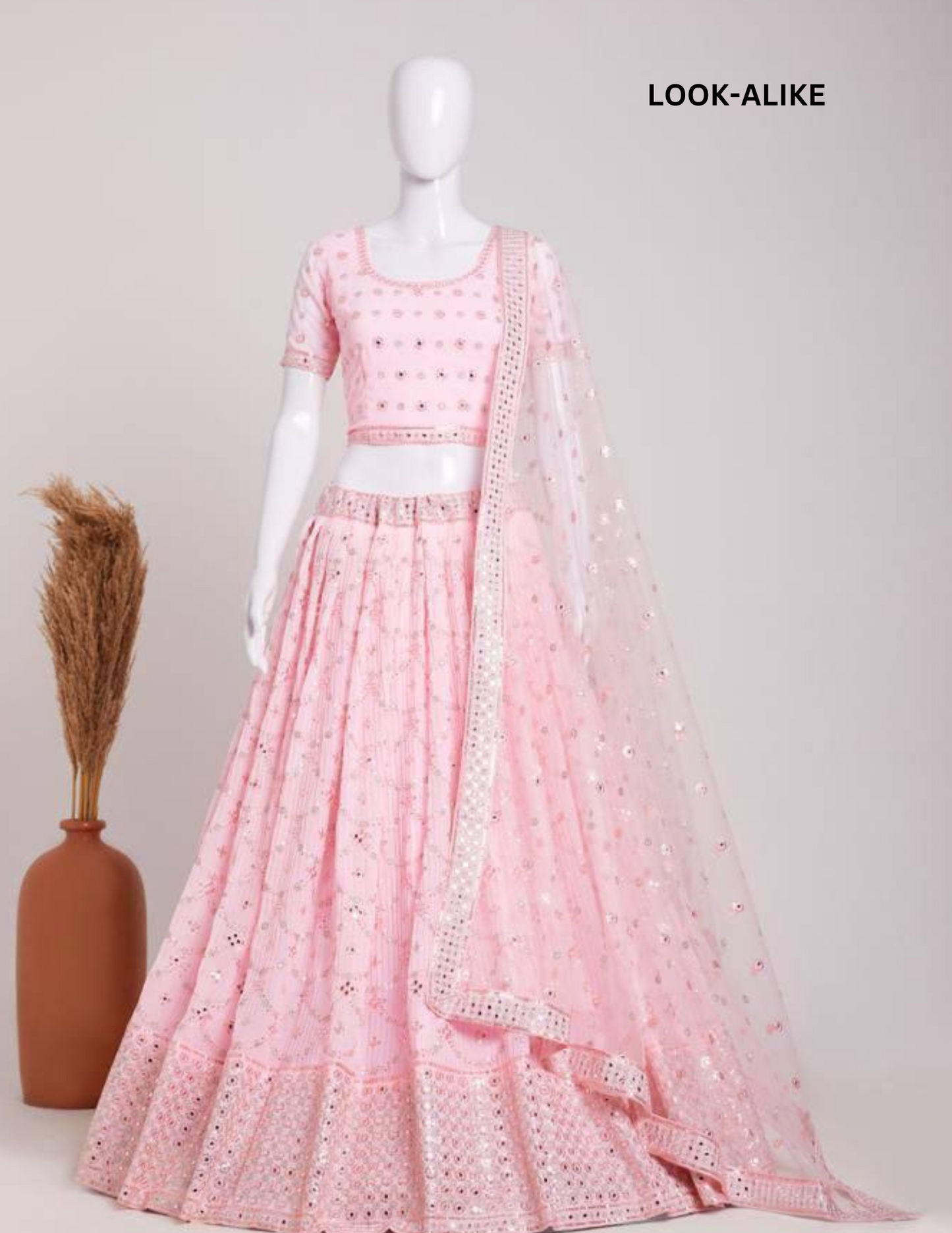 Alluring Light Pink Color Heavy Georgette Embroidery And Sequins Work Lehenga Choli With Dupatta Set