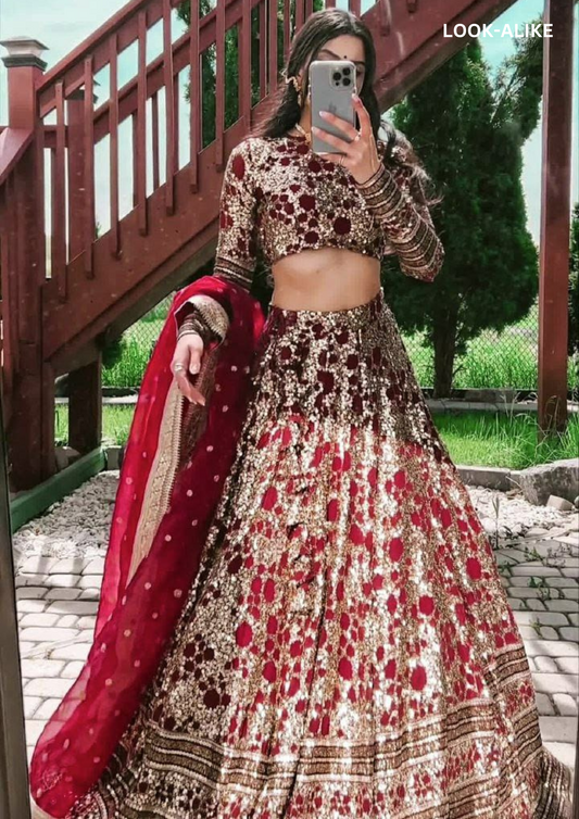 Charming Maroon Color Embroidery With Sequins Work Lehenga Choli For Women