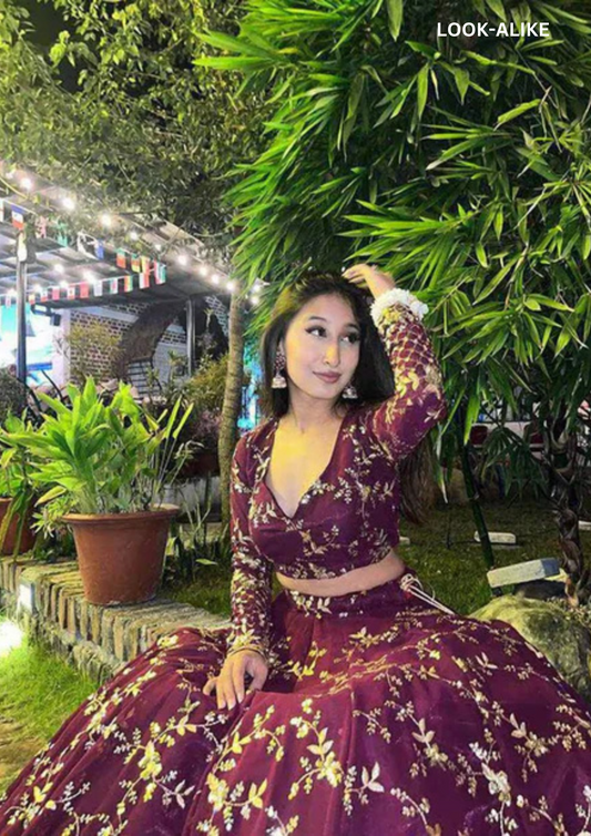 Stunning Purple Color Georgette Sequins Work Lehenga Choli For Women