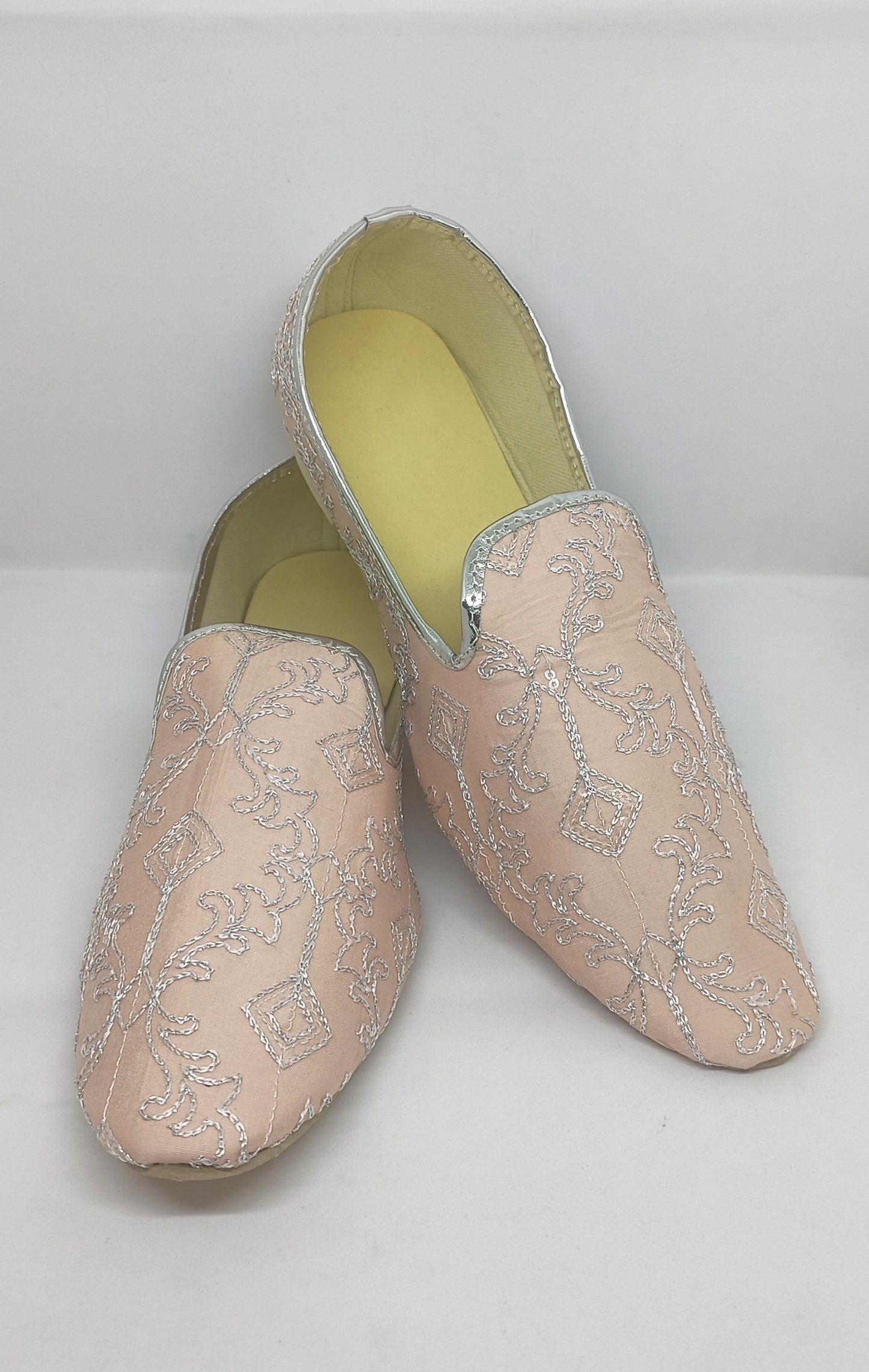 Premium Quality Pink Color With Silver Zari Embroidery Work Mojaris For Men