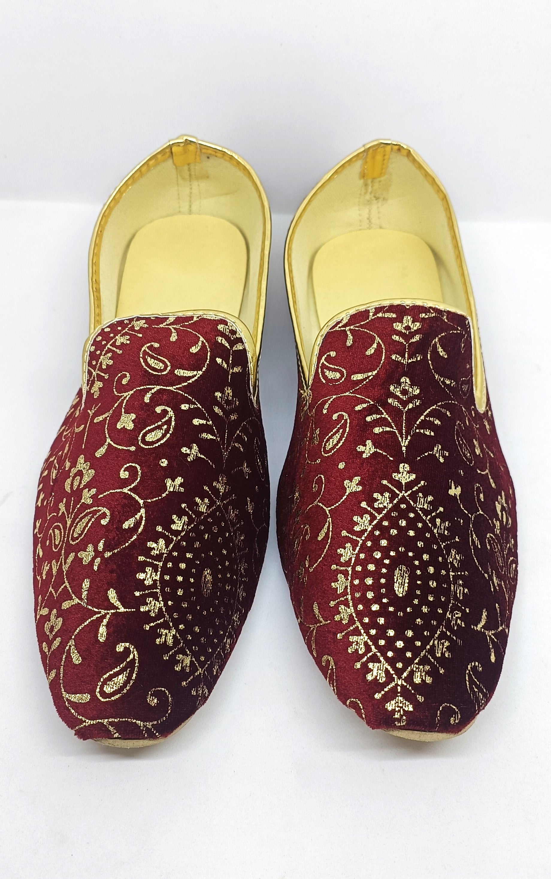 Attractive Maroon Colored Mojaris With Embroidery Work For Men