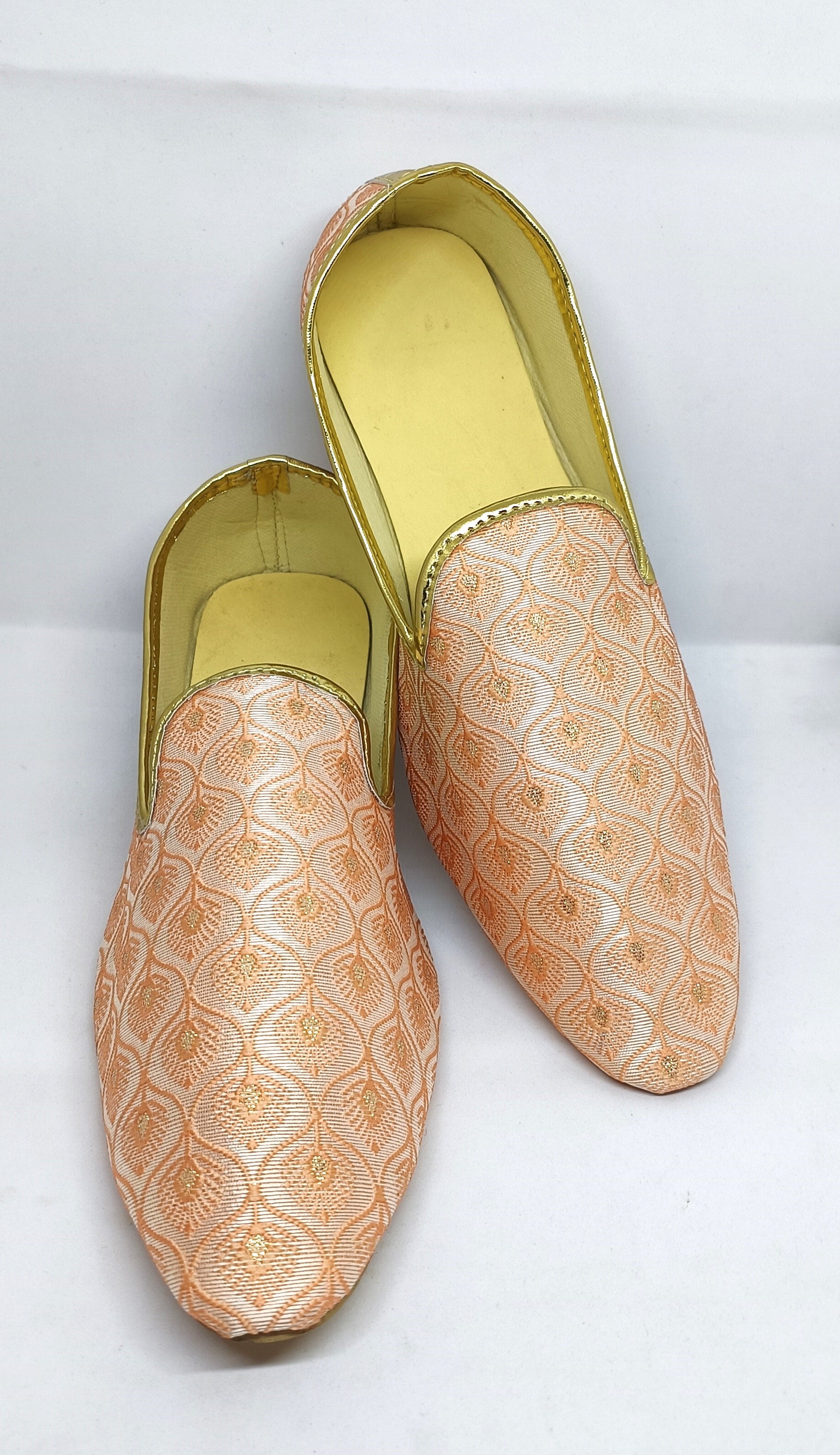 Elegant Orange Color With Premium Quality Zari Embroidery Work Mojaris For Men