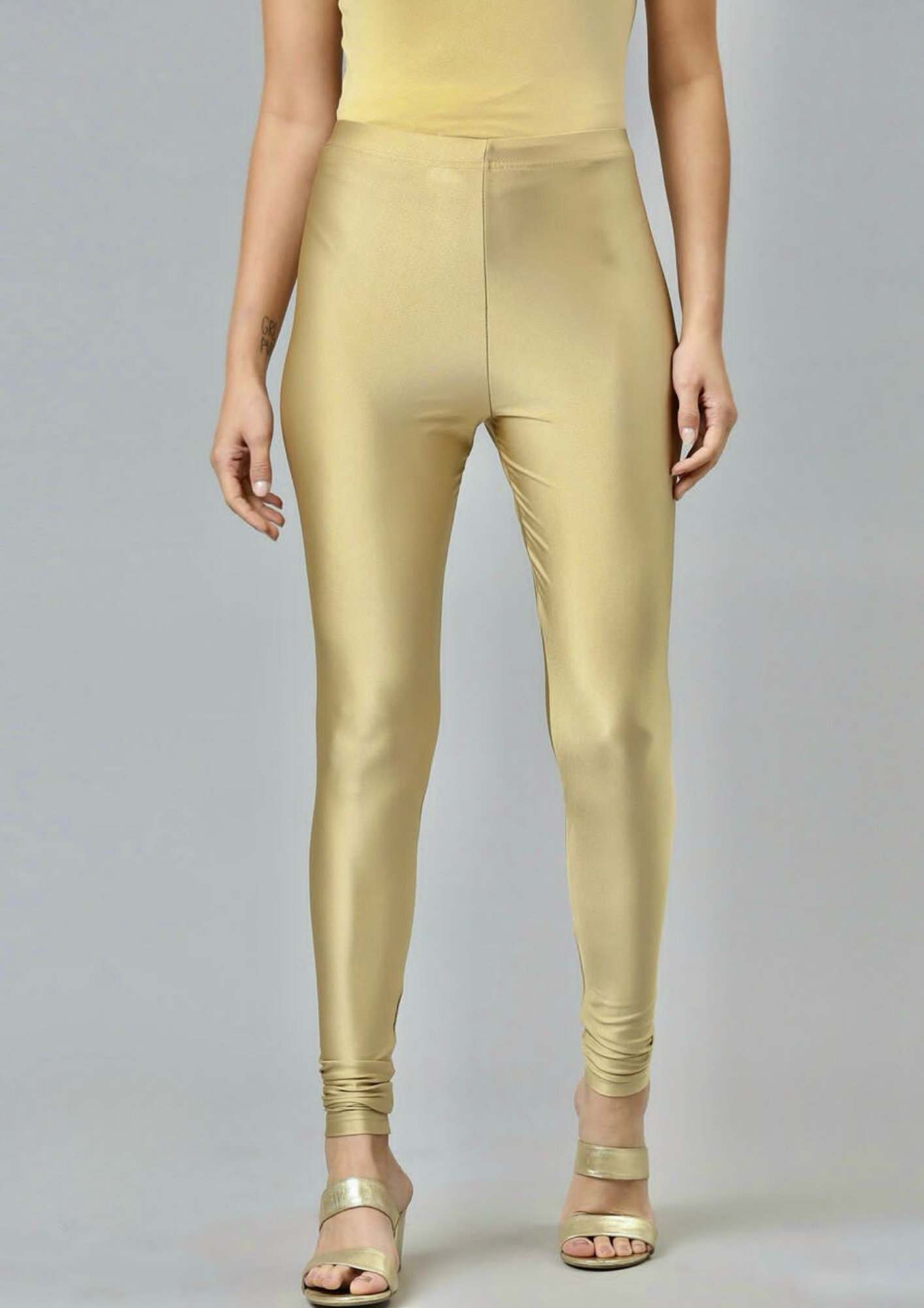 Attractive Gold Color Designer Shimmer Churidar Leggings Near Me