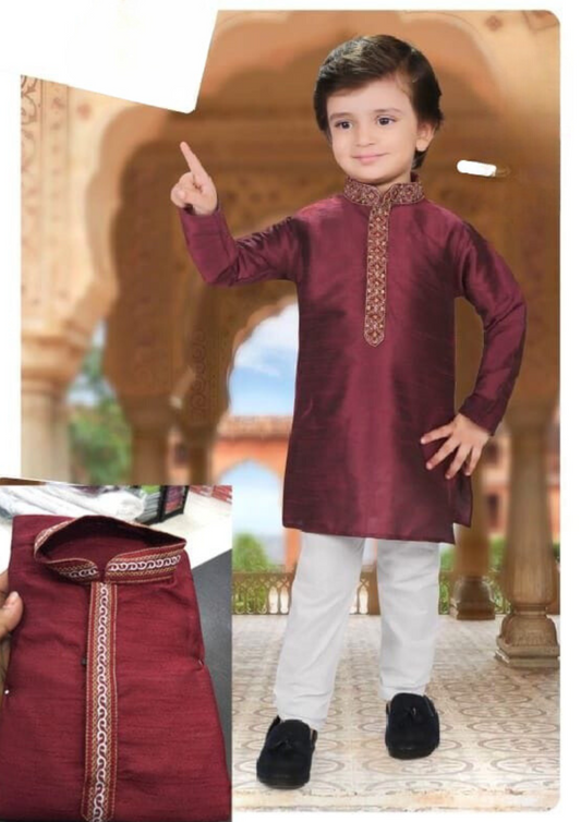 Mind Blowing Maroon Color Festival Special Kurta Pajama Set  Near Me