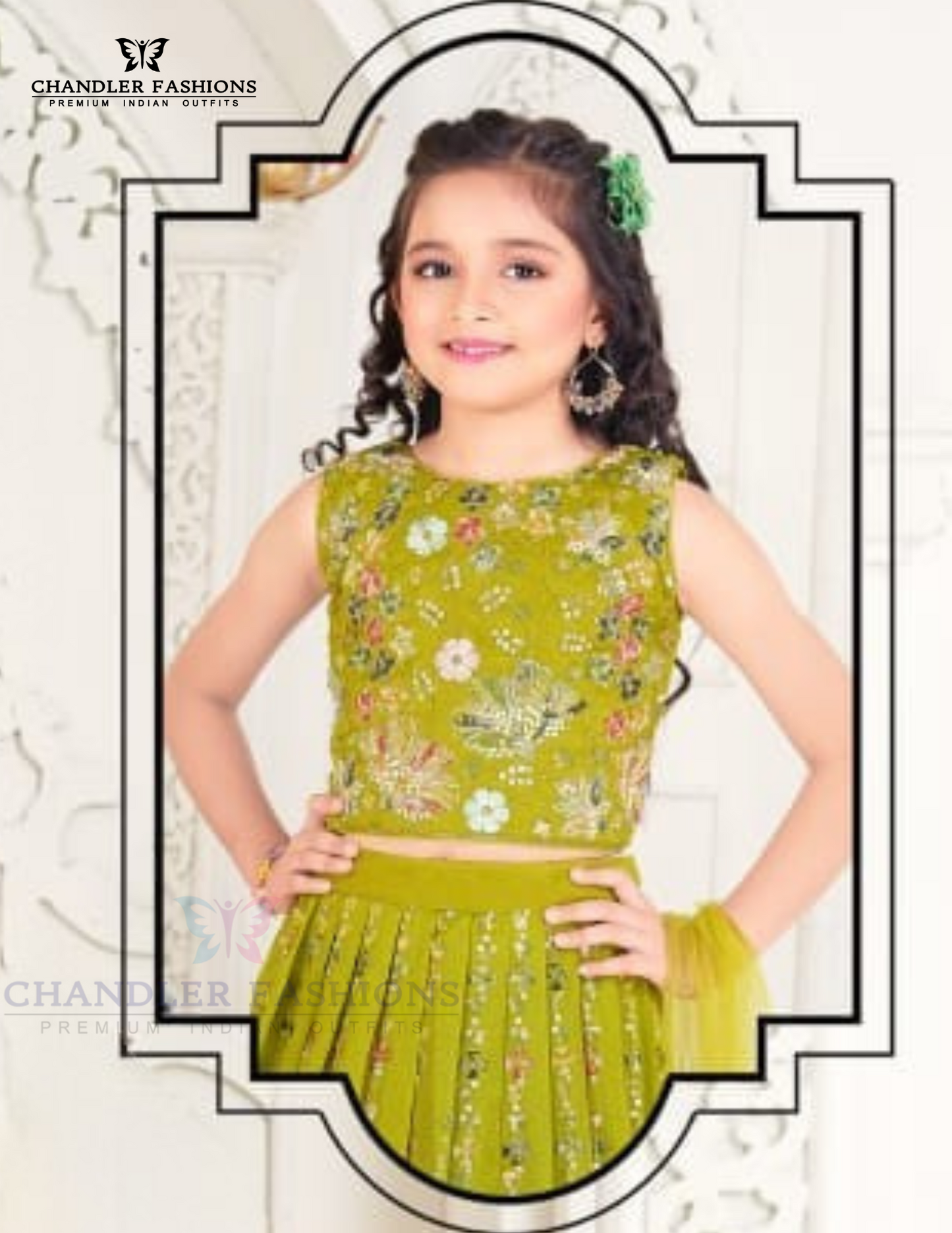 Parrot Green Color Sequins Work Choli Sets For Girls In USA