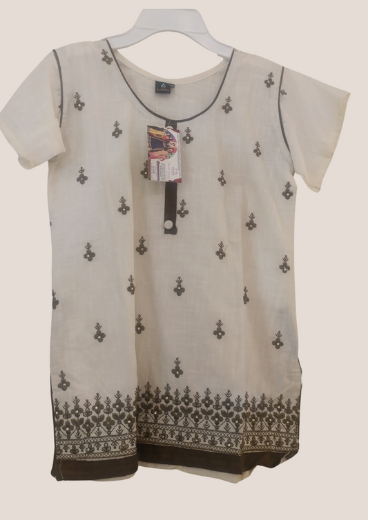 Gorgeous White Color Short Kurti With Embroidery Work For Girls