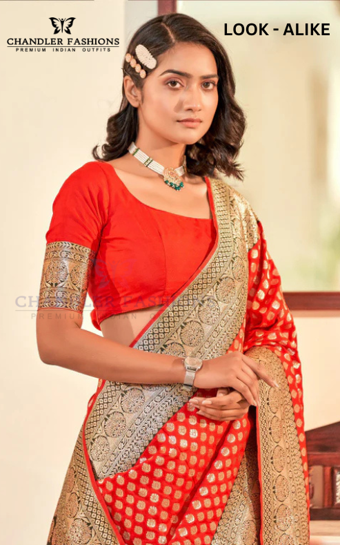 Red Banarasi Designer Work Silk Saree For Women Near Me