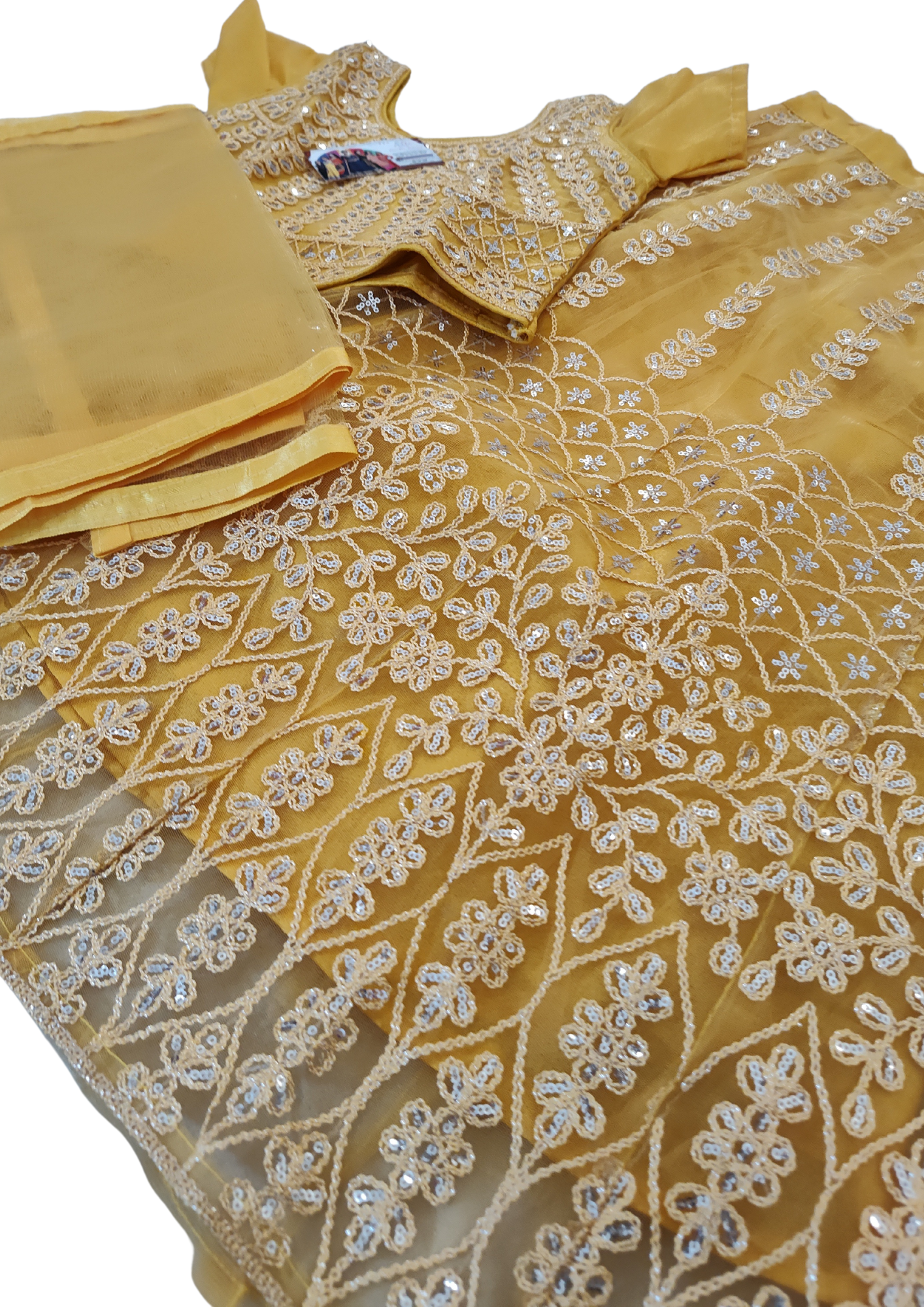 Delightful Honey Yellow Lehenga Set For Kids Near Me