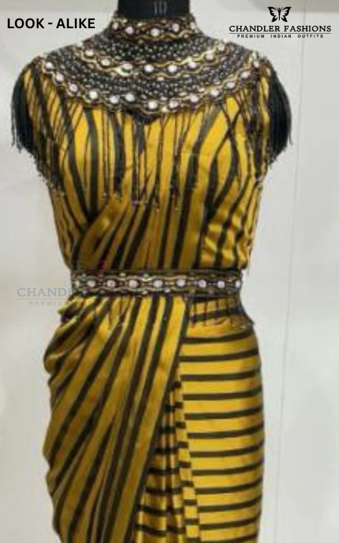 Yellow Color Ready To Wear One Minute Lycra Designer Saree Near Me