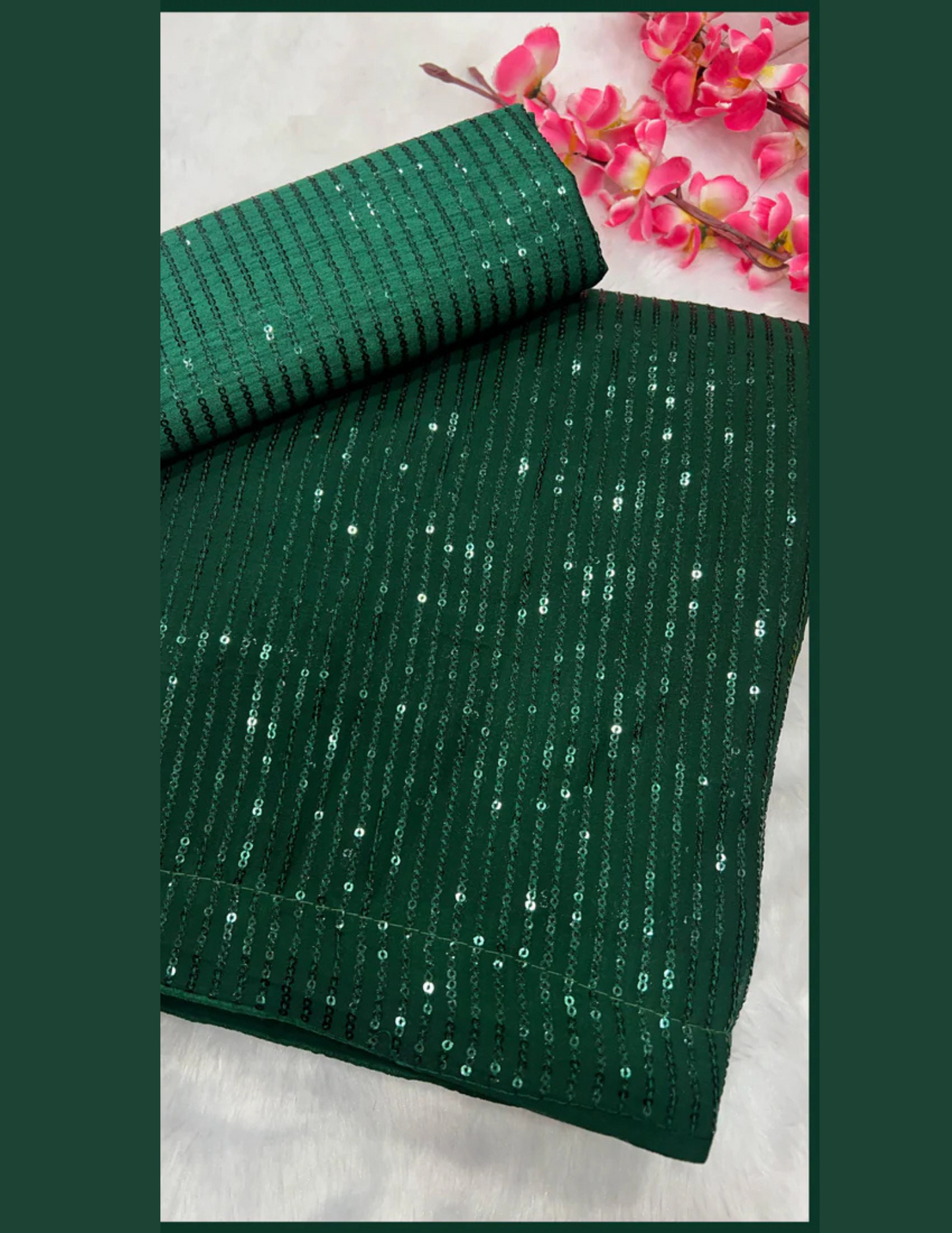 Gorgeous Green Color Sequins Embroidery With Sequins In USA