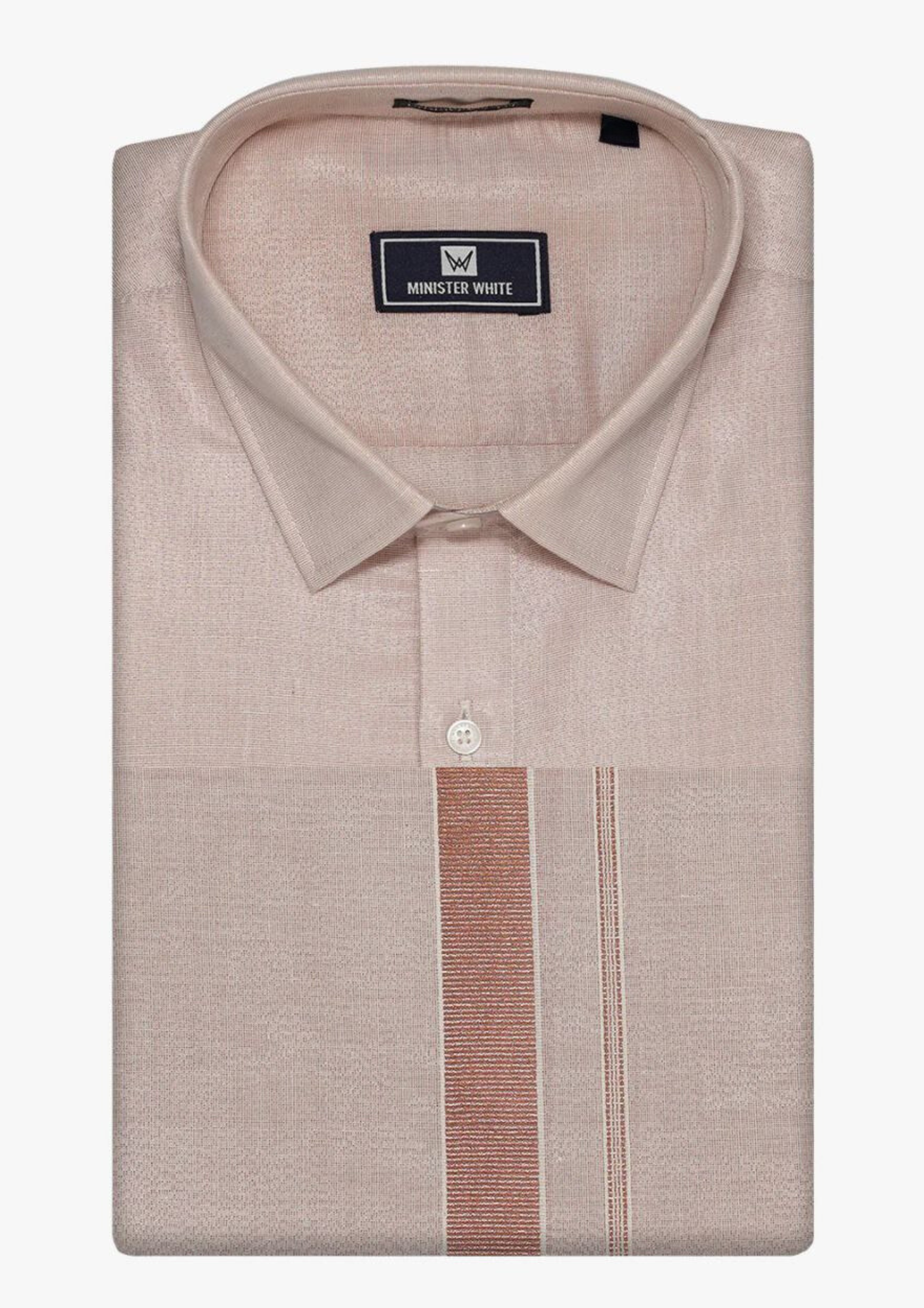 Elegant Copper Colored Tissue Zari Shirt And Dhoti Set Near Me