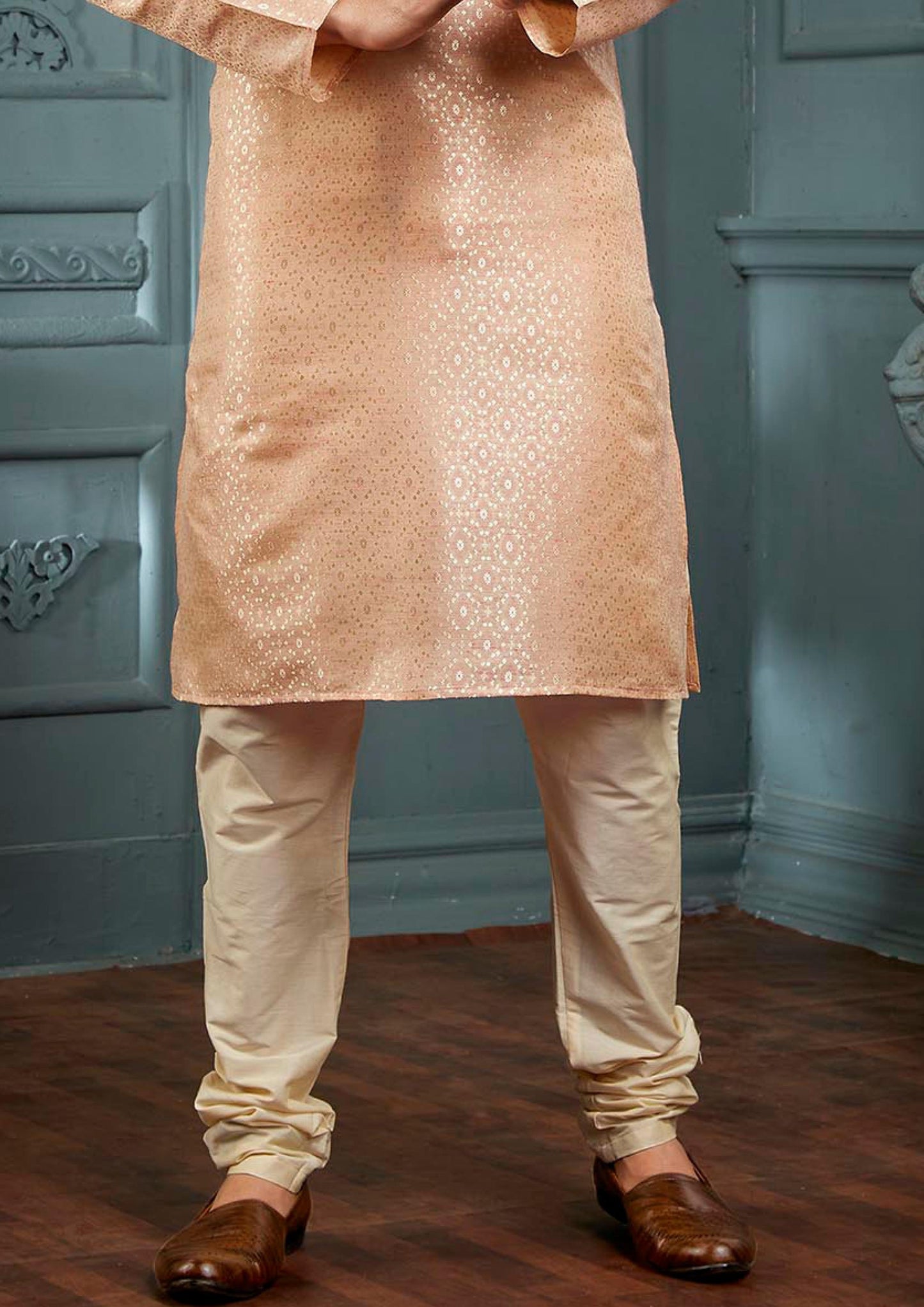 Poly Cotton Pajama Pant With Poly Jacquard Kurta Sets in Chandler