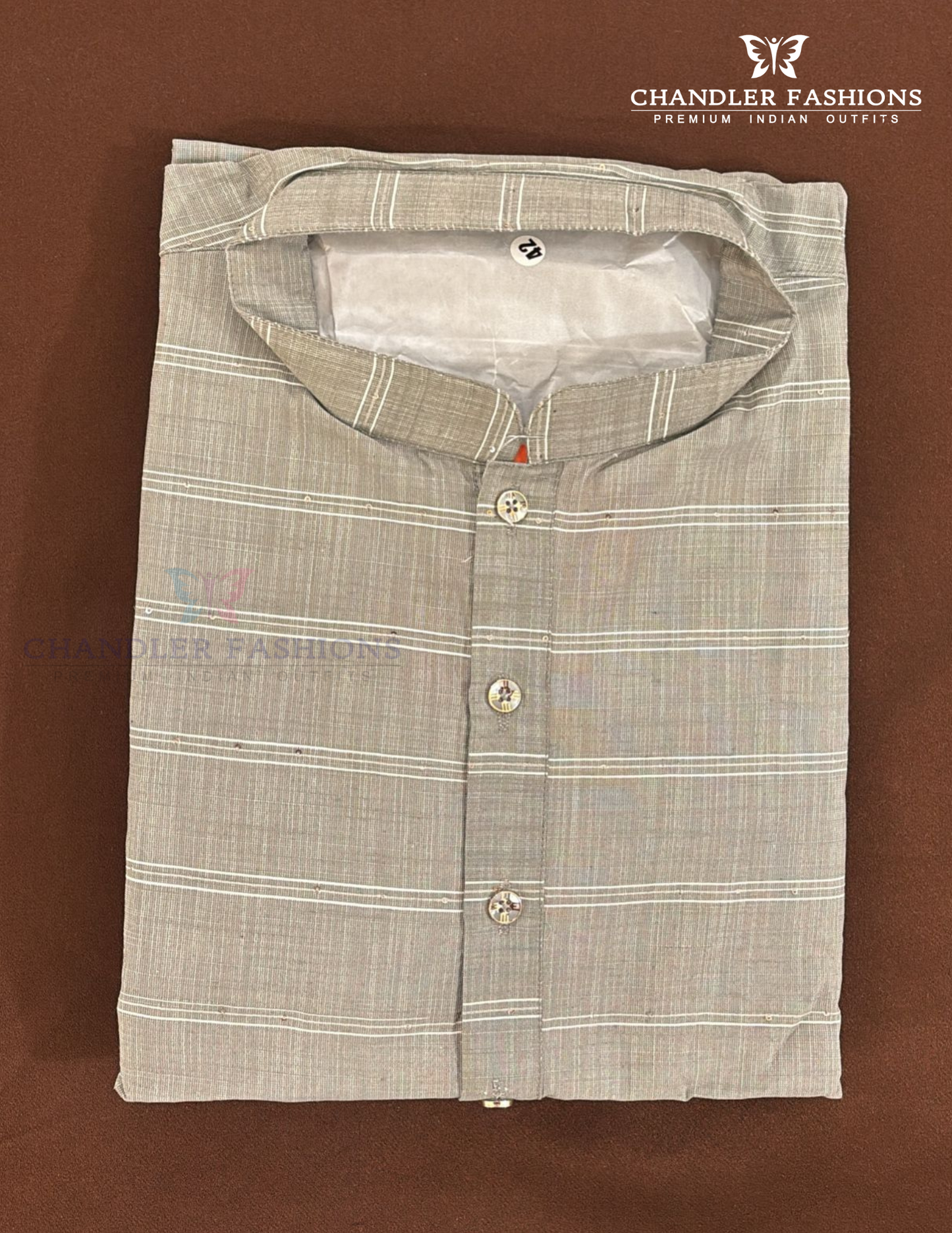 Marvelous Gray Color Cotton Kurta With Pajama For Men