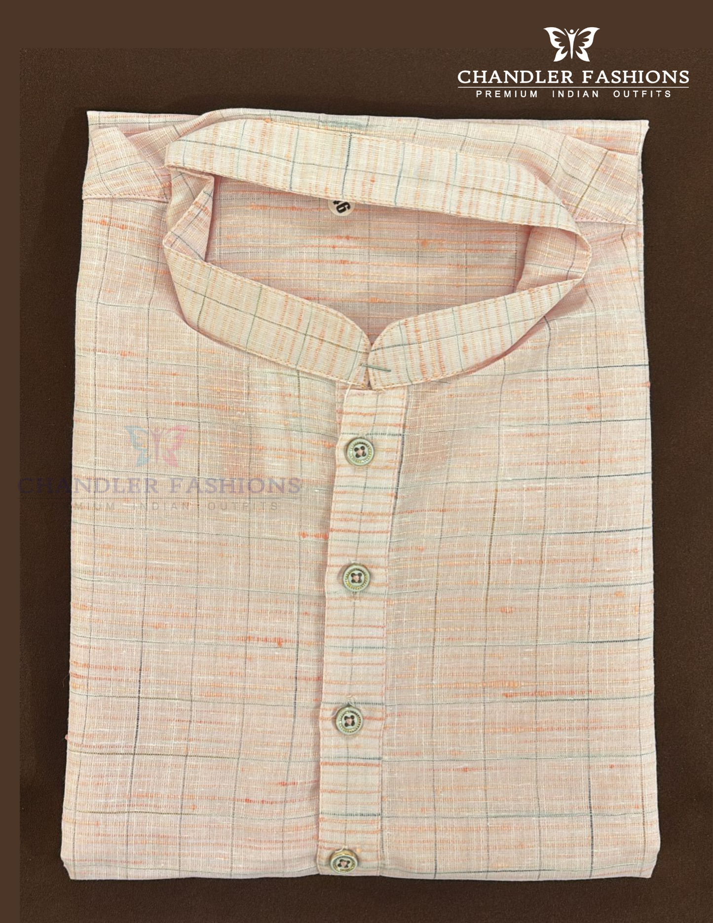 Attractive Light Pink Color Cotton Kurta With Pajama For Men