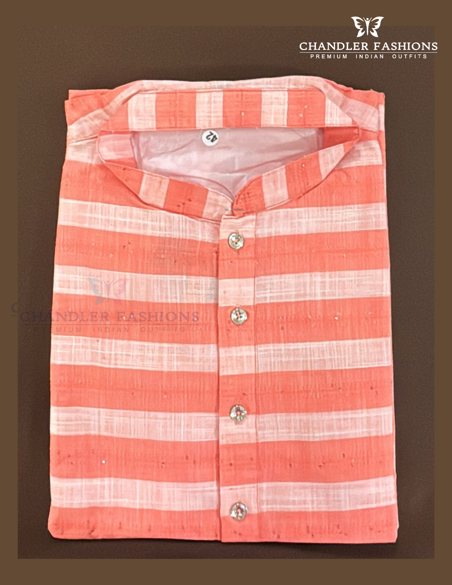Elegant Red Color Cotton Kurta With Pajama For Men