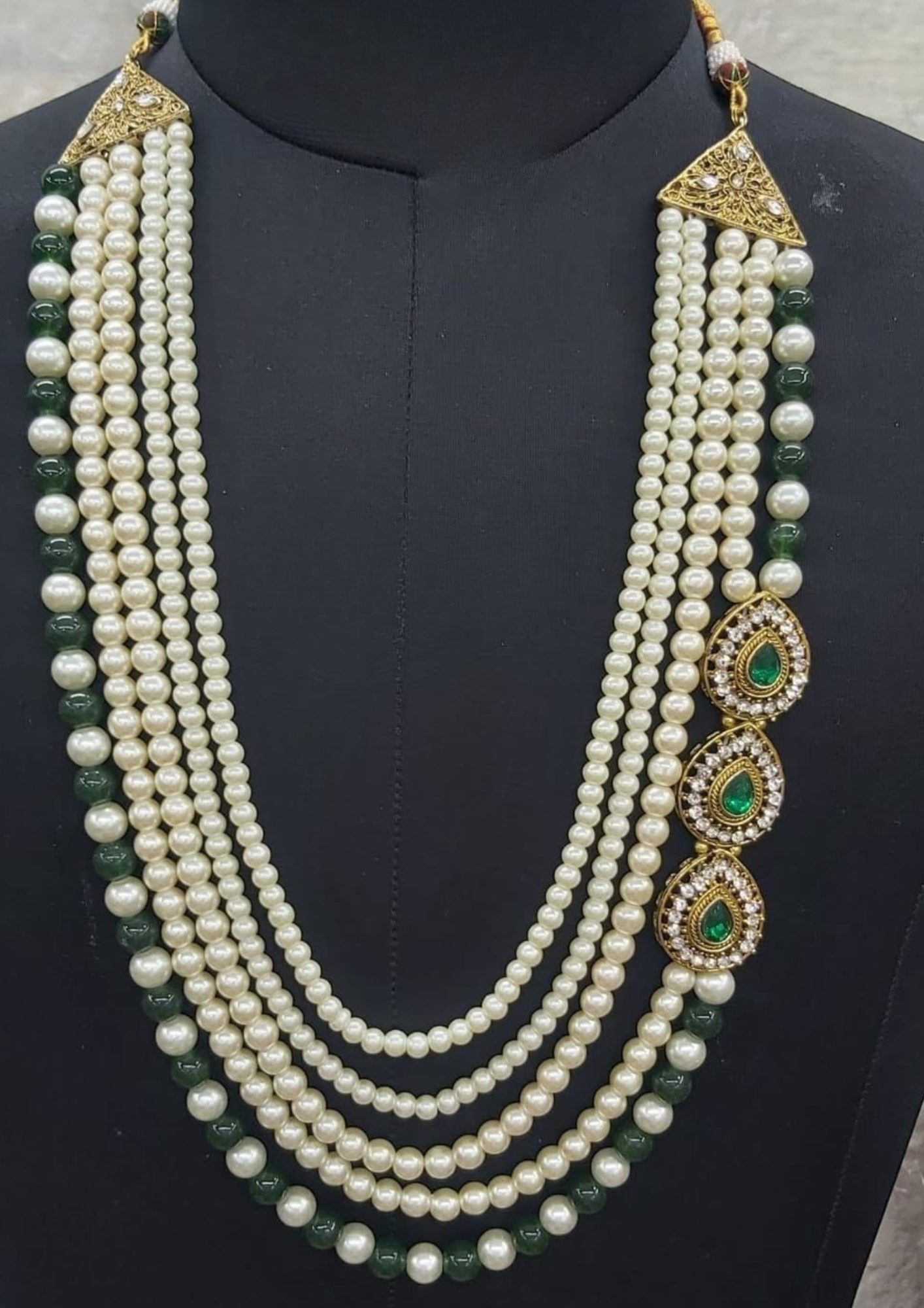 Gorgeous Green Color Unique Designed Mala For Men