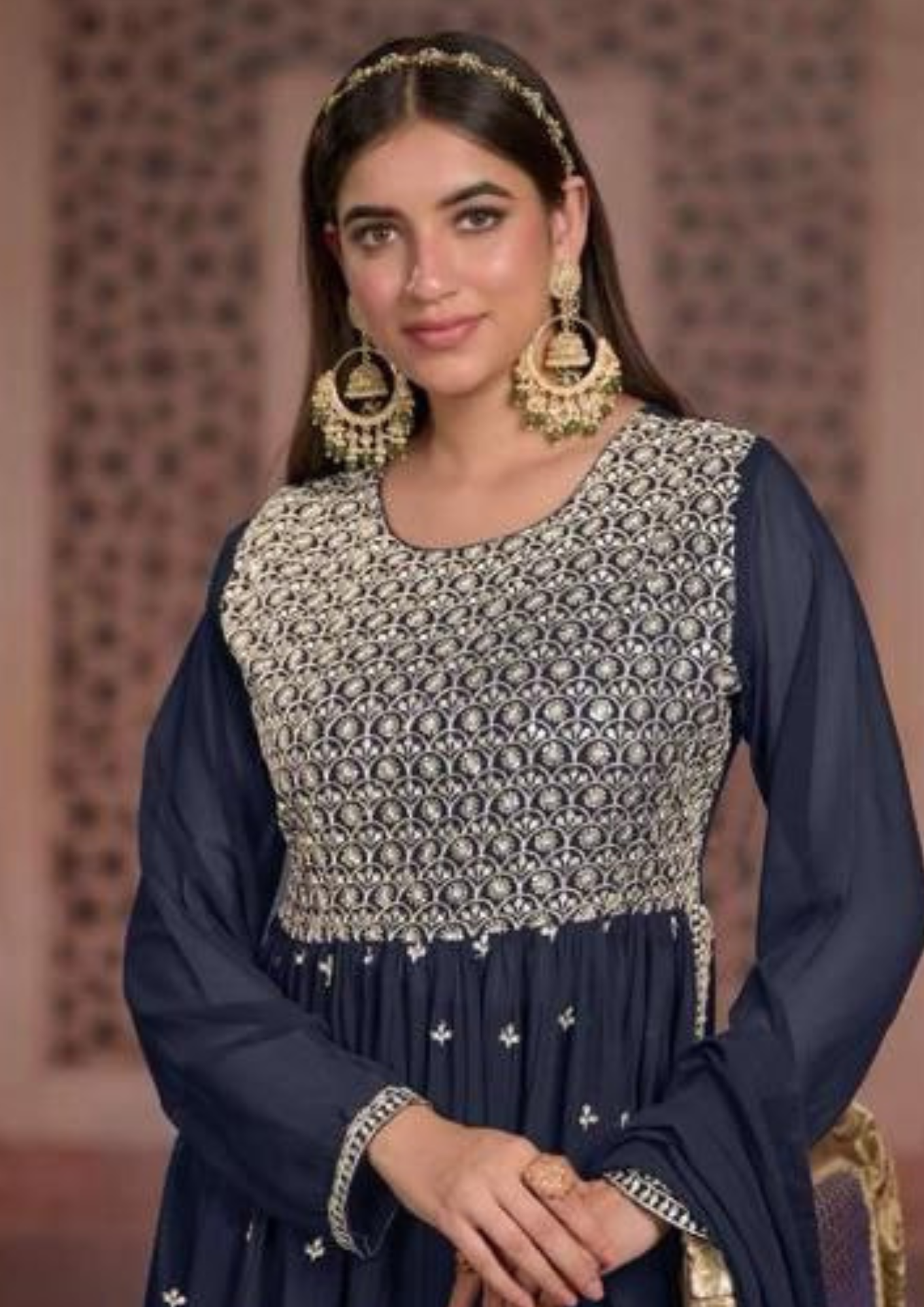 Navy blue Georgette Embroidery Design Palazzo Suits Near Me