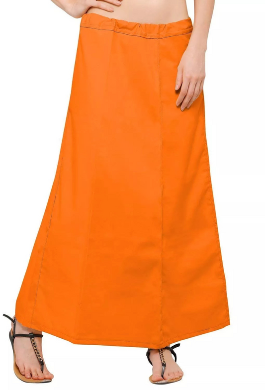 Elegant Orange Color Pure Cotton Embroidery Work Petticoat For Saree