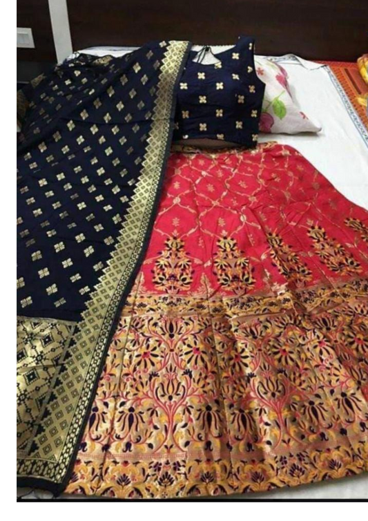 Alluring Blue And Pink Color Embroidered Lehenga Choli With Sequins Work For Women