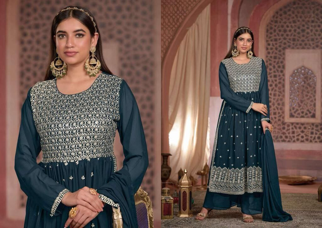 Georgette Embroidered Designer Palazzo Suits For Women In USA