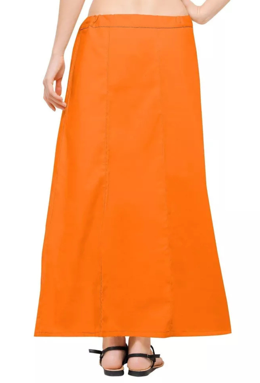 Elegant Orange Color Pure Cotton Embroidery Work Petticoat Near Me
